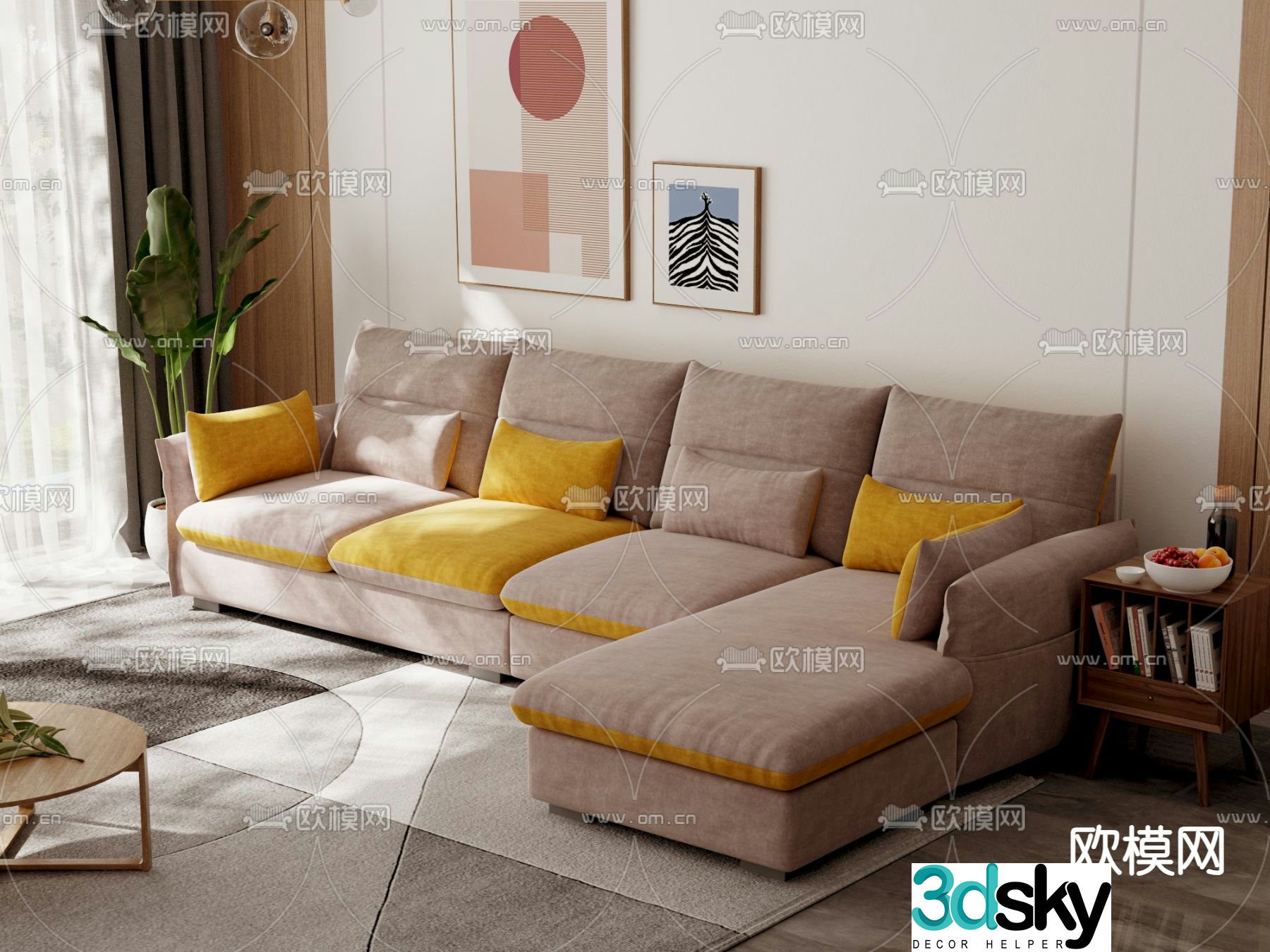 Corner sofa multi-person sofa 3d model