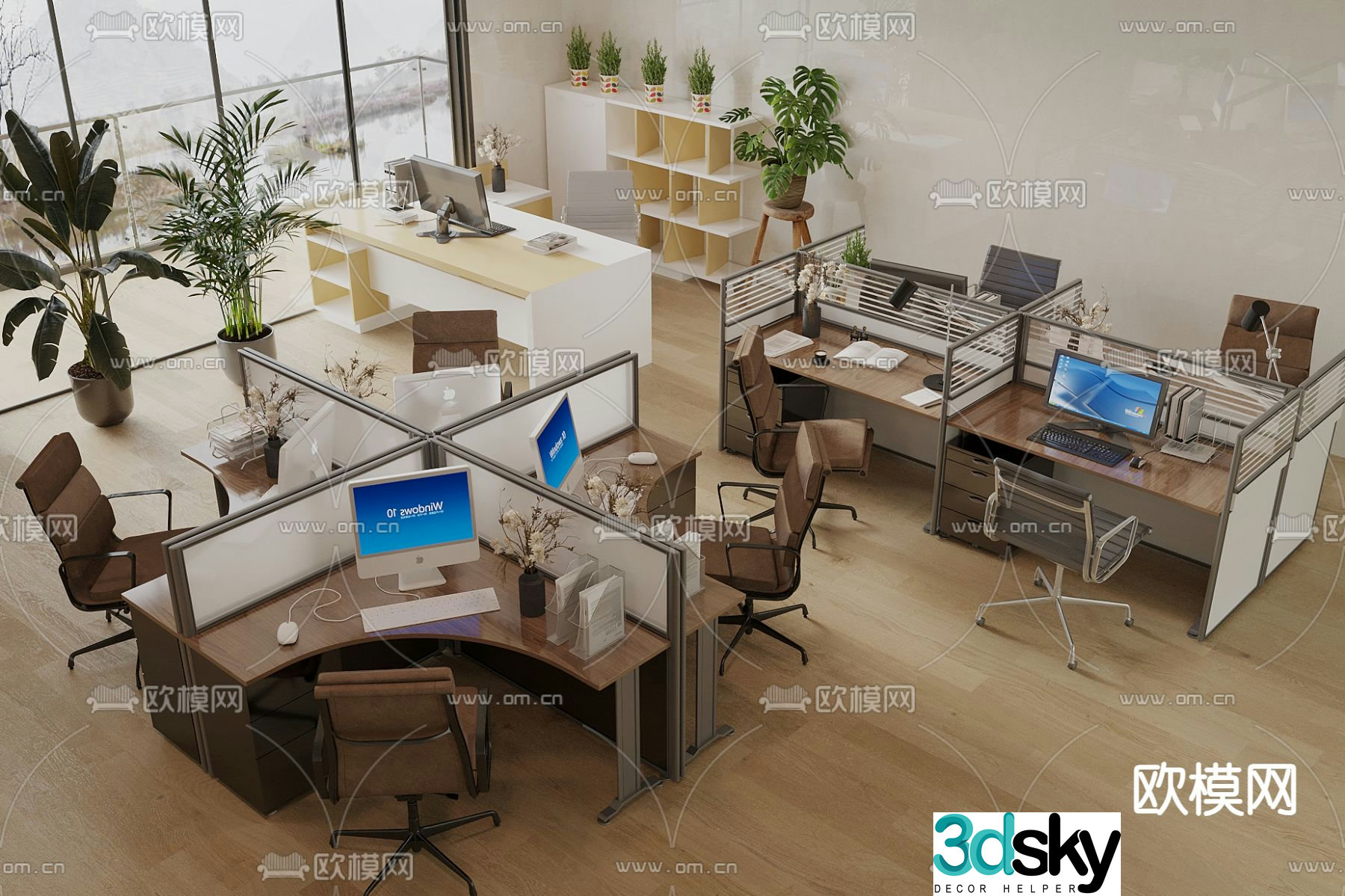 Card space desk work station post 3d model