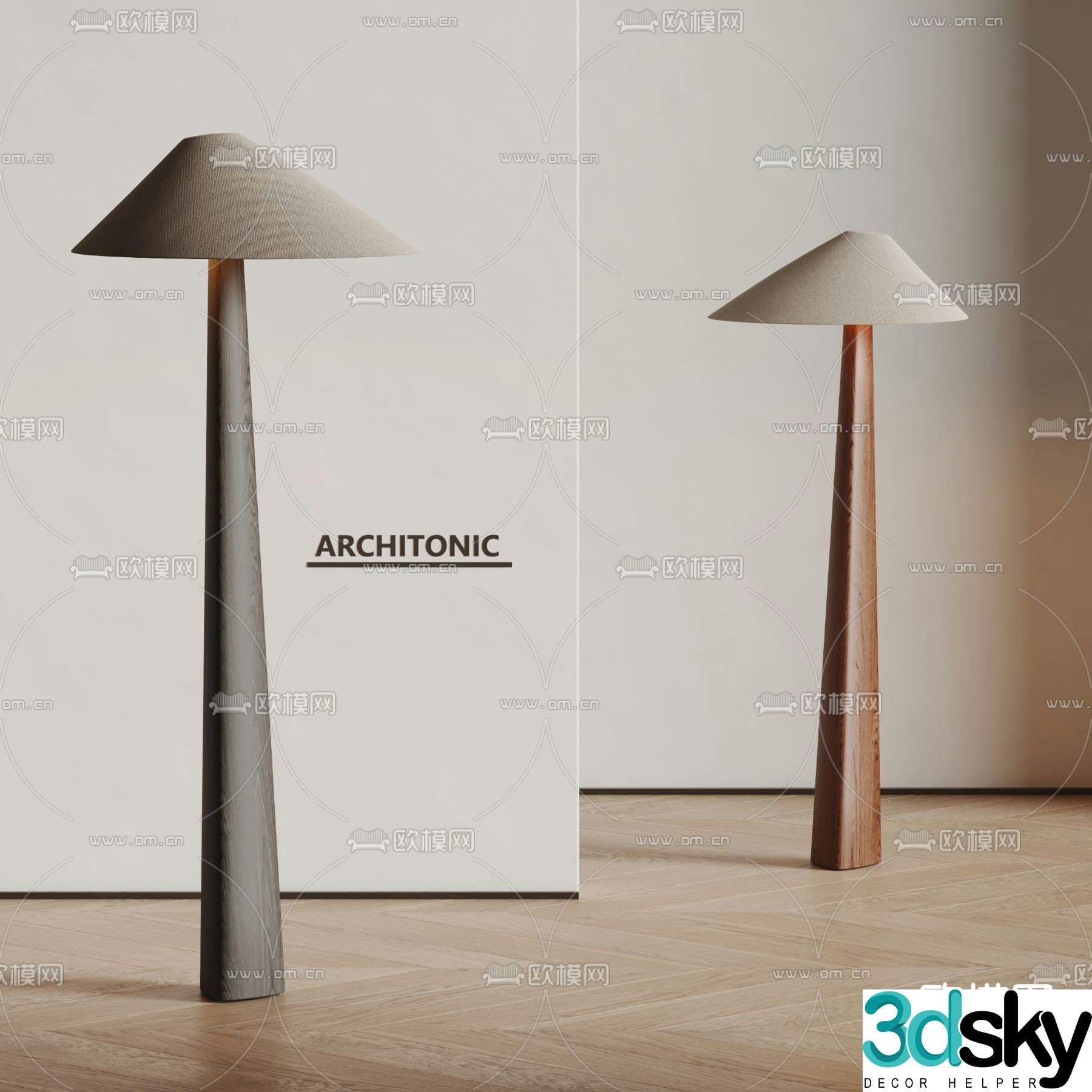 Architonic wabi-sabi floor lamp solid wood floor lamp 3d model