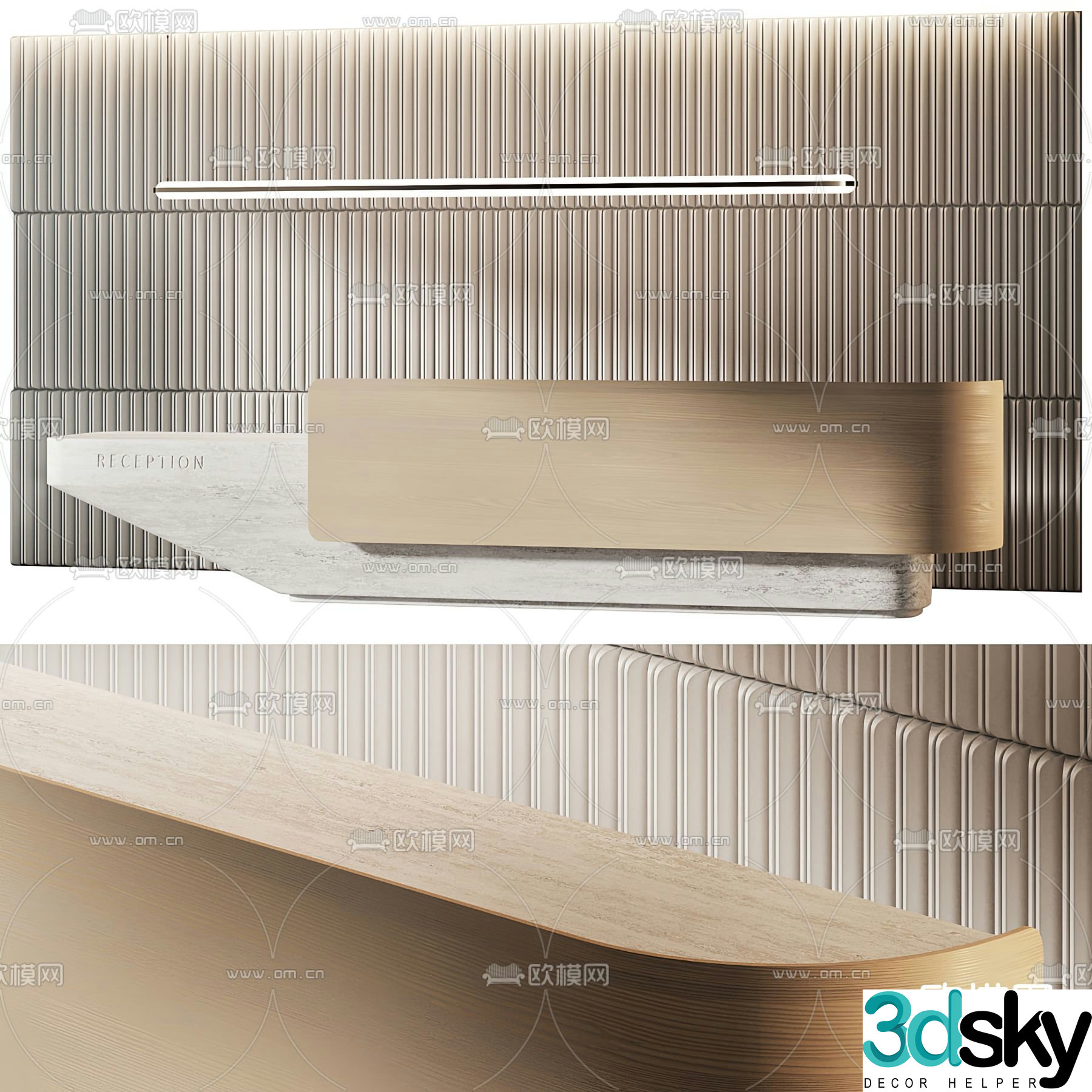 Modern front desk reception desk service desk background wall 3d model