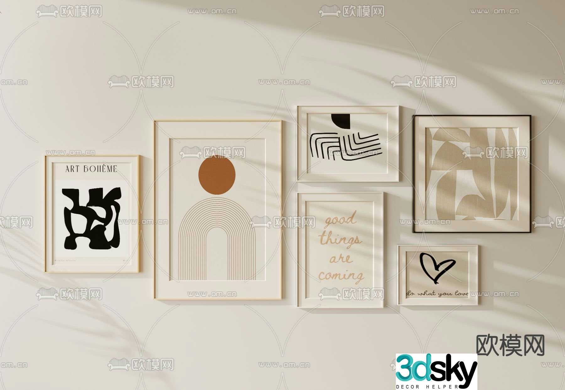 Cream style art painting Decorative painting Combination painting 3d model