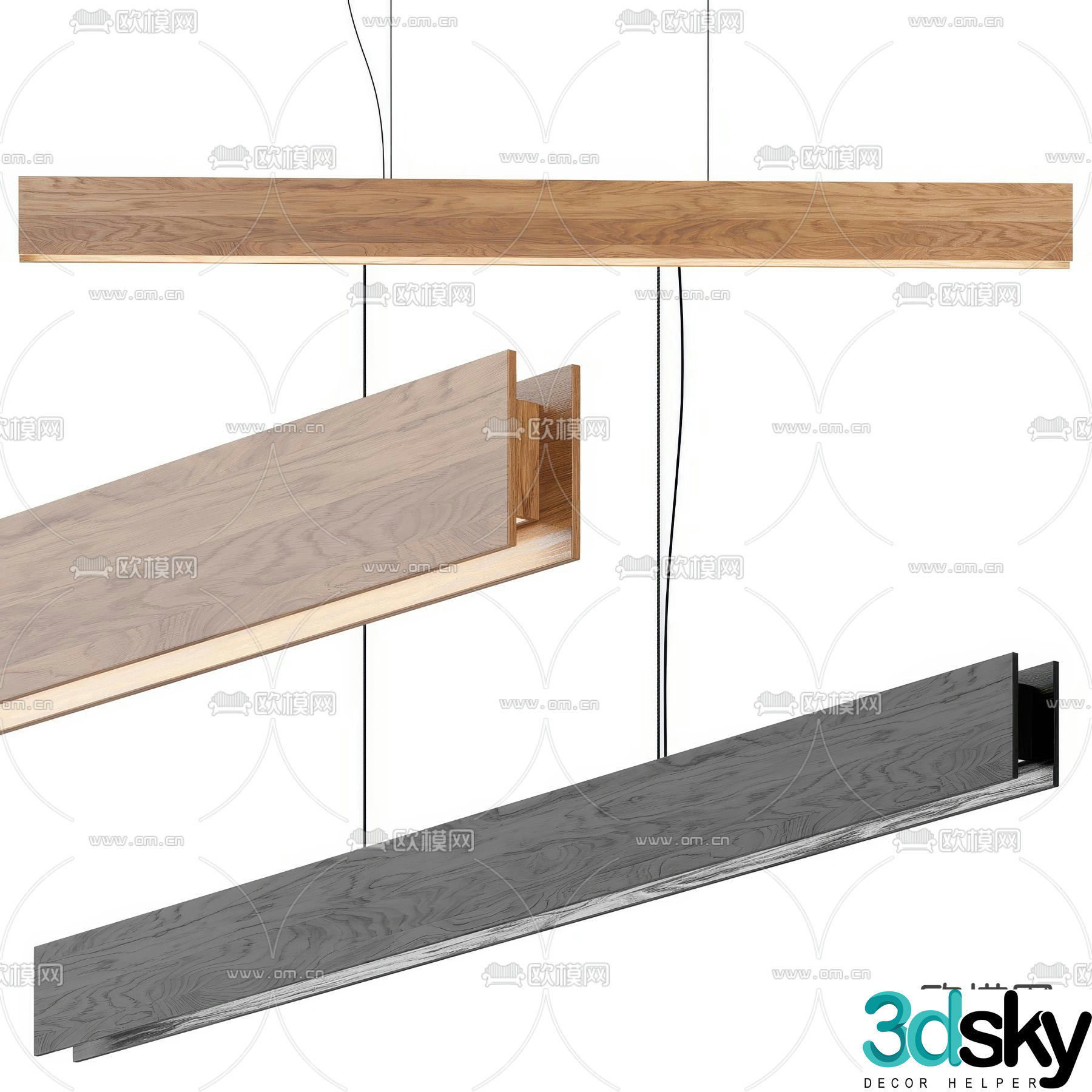 Office chandelier long chandelier 3d model