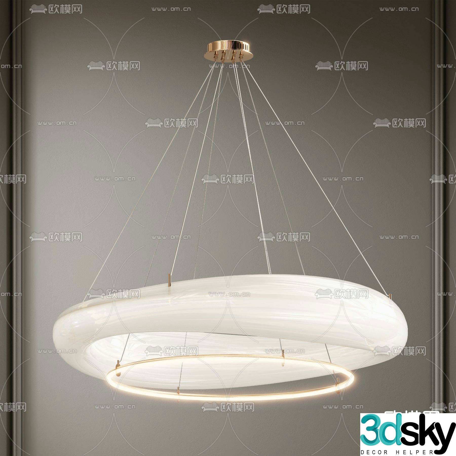 Light luxury chandelier ring chandelier 3d model