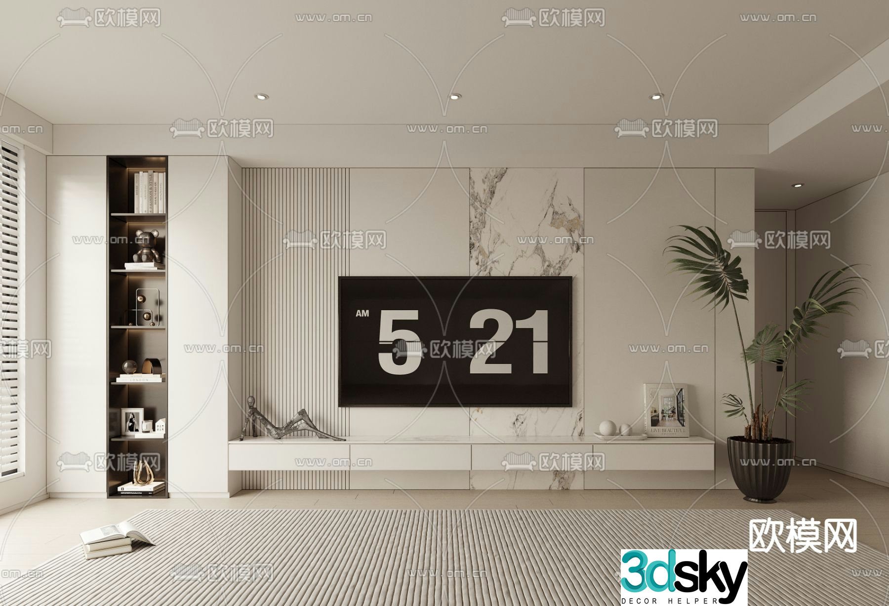 3d model of TV background wall