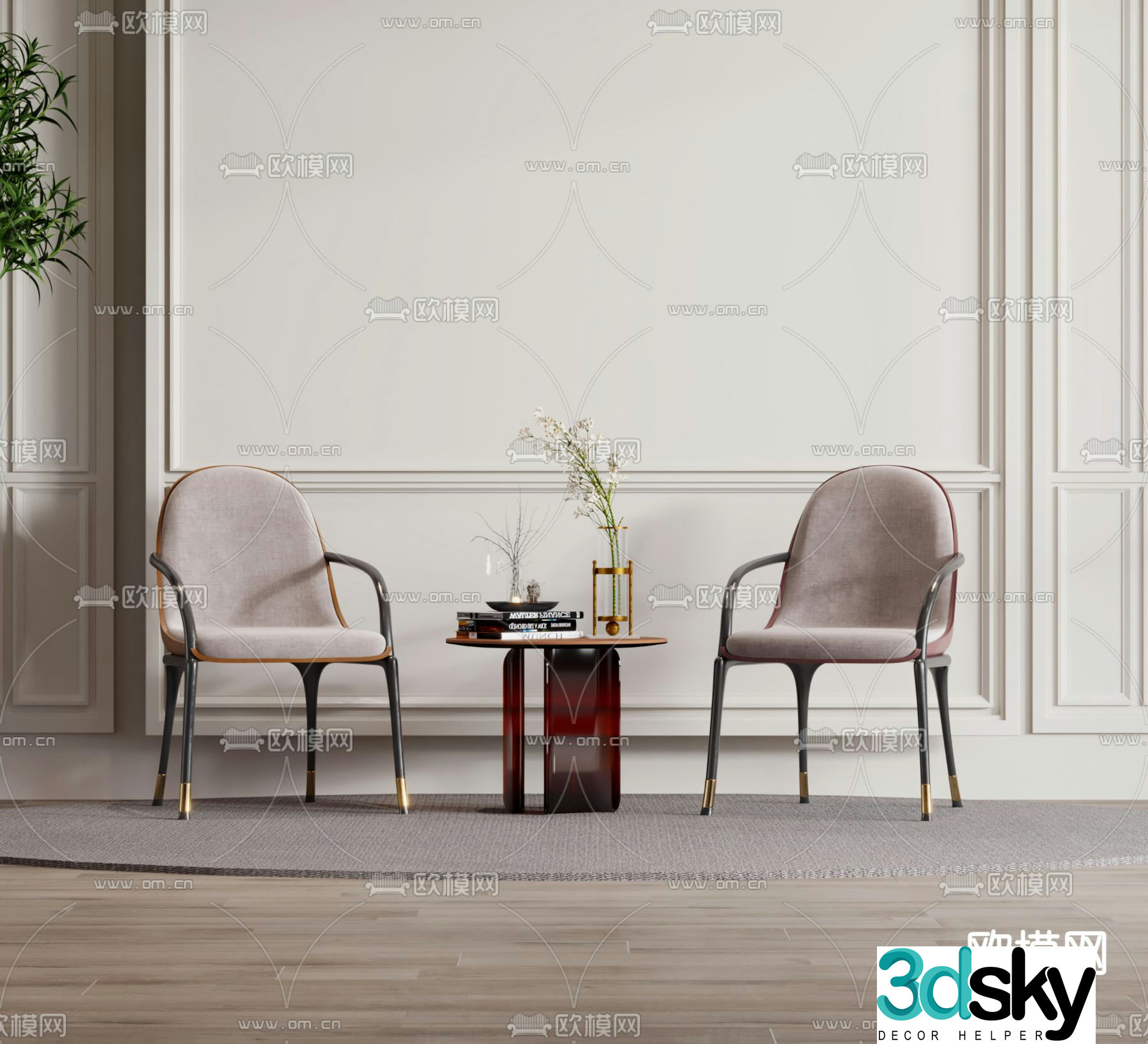 Light luxury chair dining chair 3d model