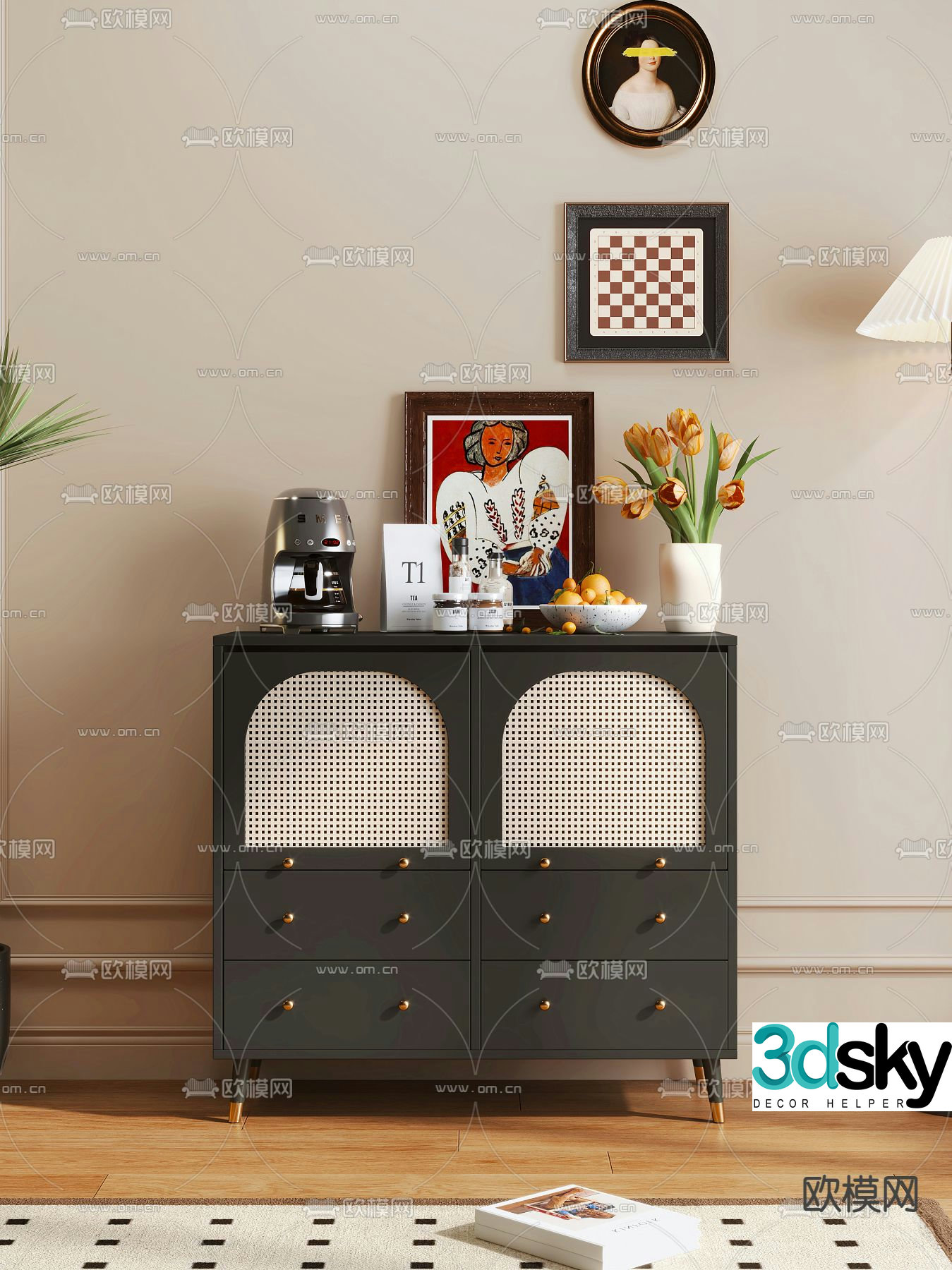 French chest of drawers 3D model