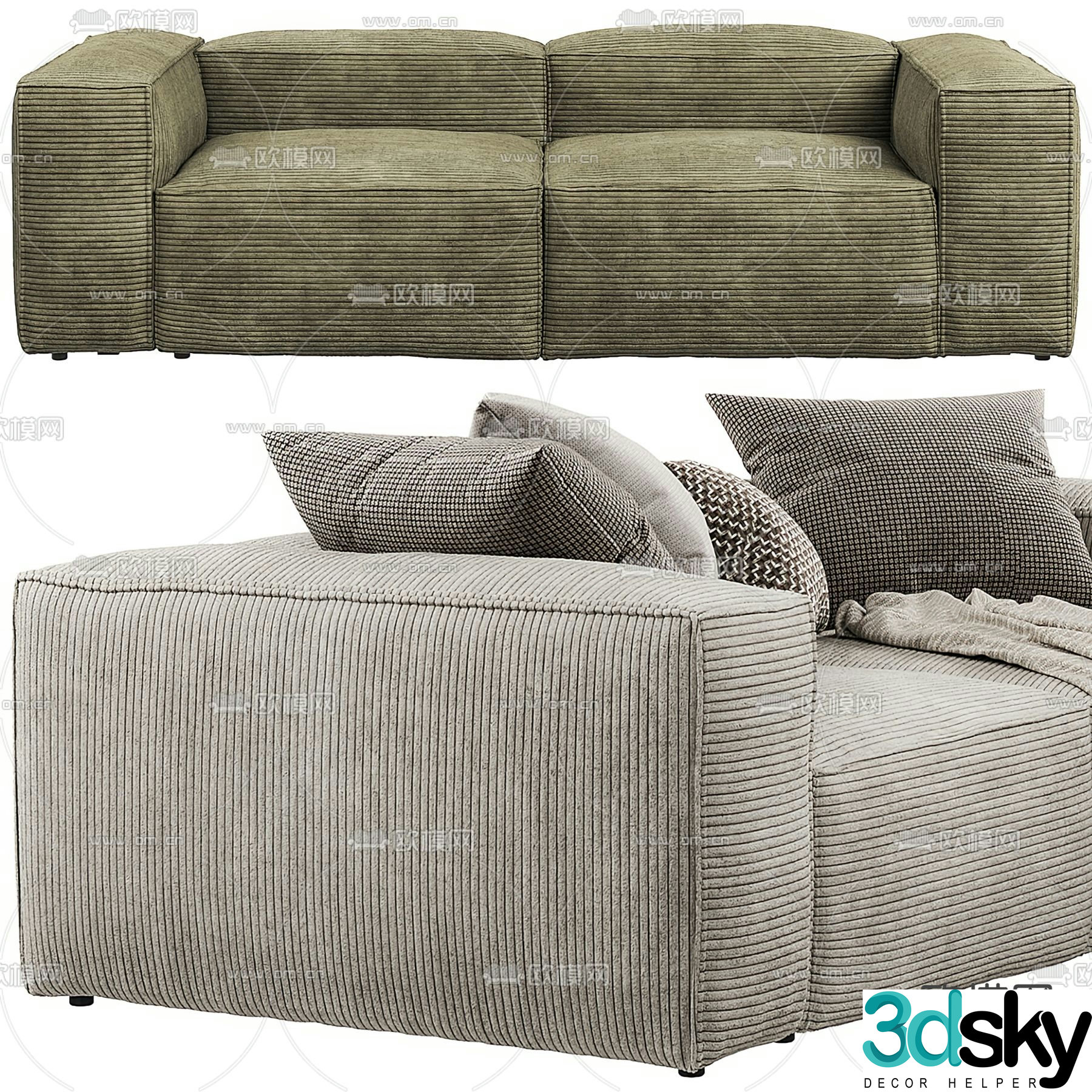Double sofa upholstered sofa 3d model