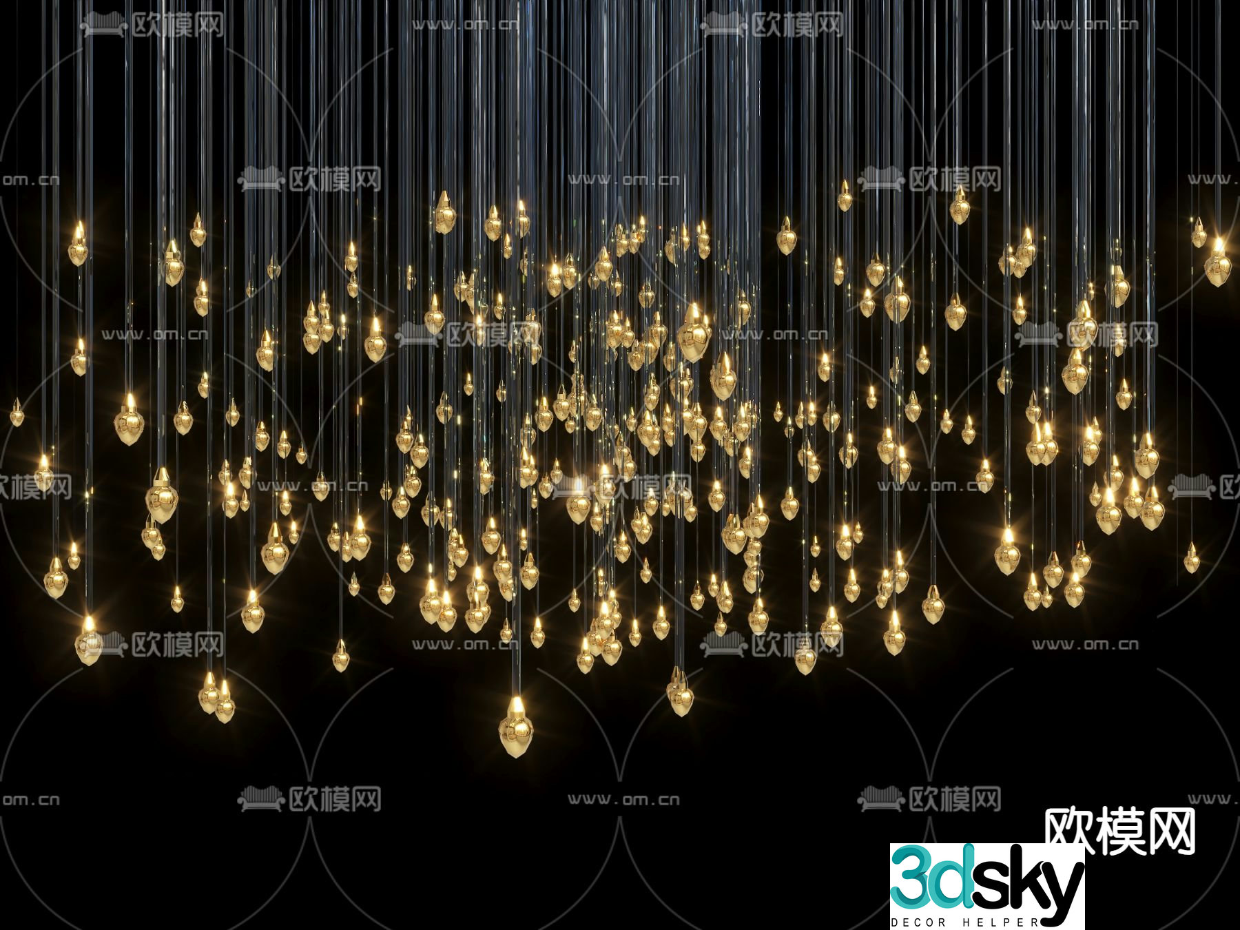 Crystal chandelier fiber chandelier lobby chandelier 3d model