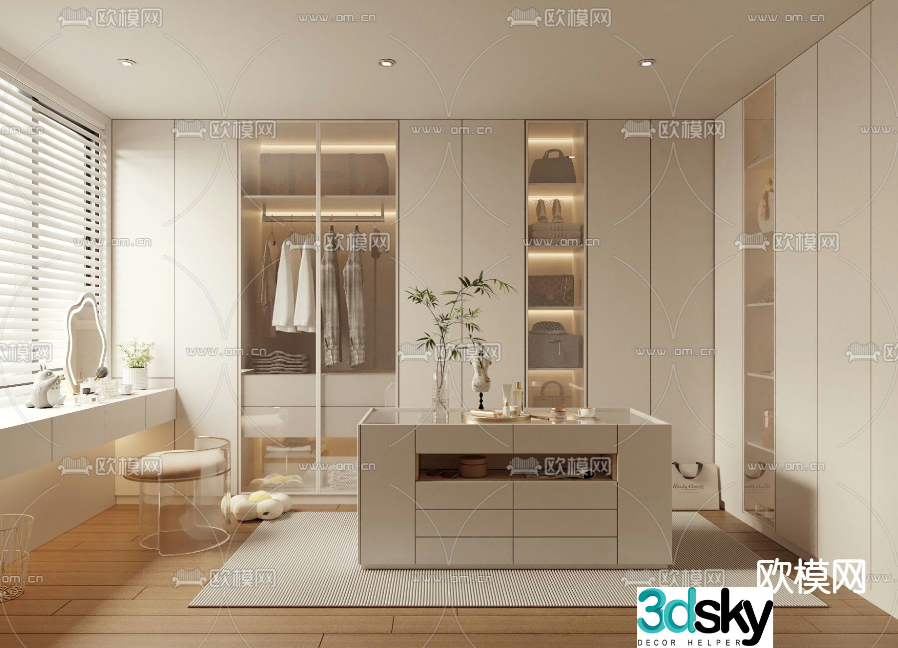 Cream windbreaker cloakroom 3D model
