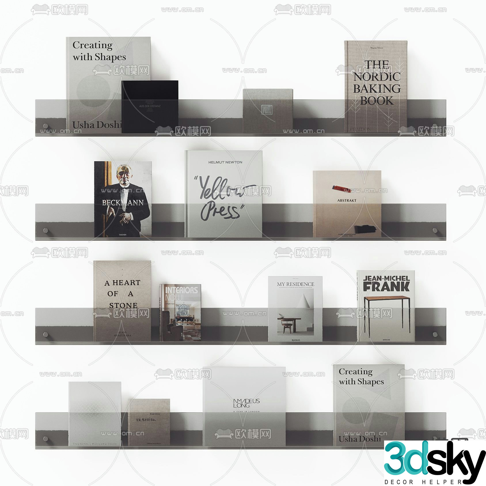 Acrylic bookshelf magazine rack 3d model