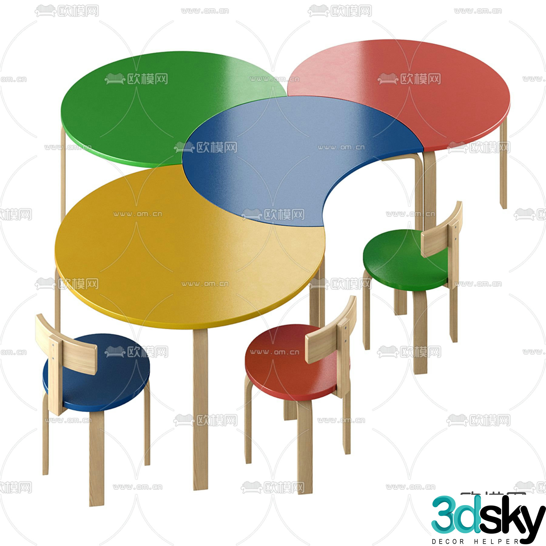 Children’s table and chair 3d model