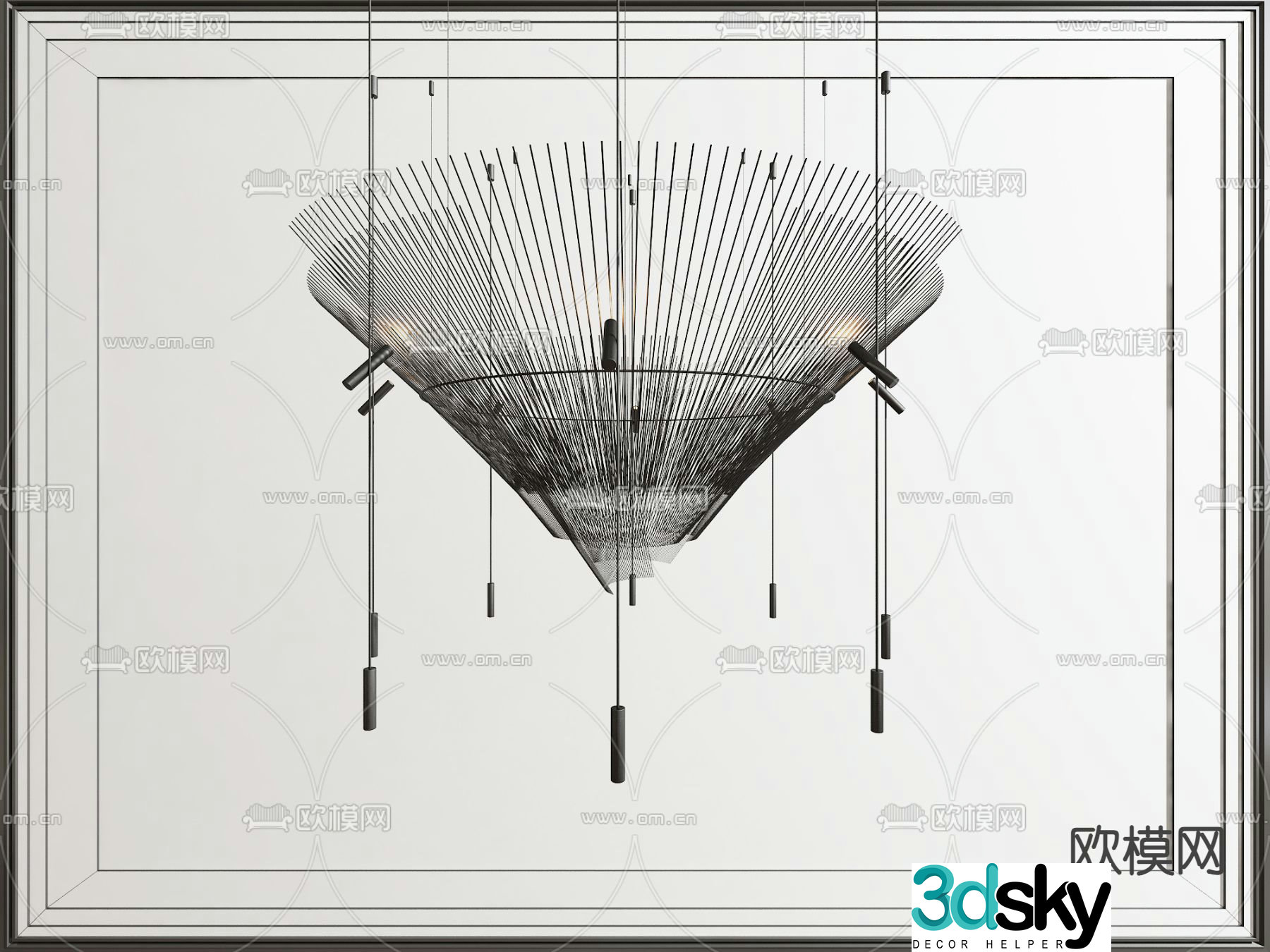 Wrought iron chandeliers hanging decorative lamp 3d model