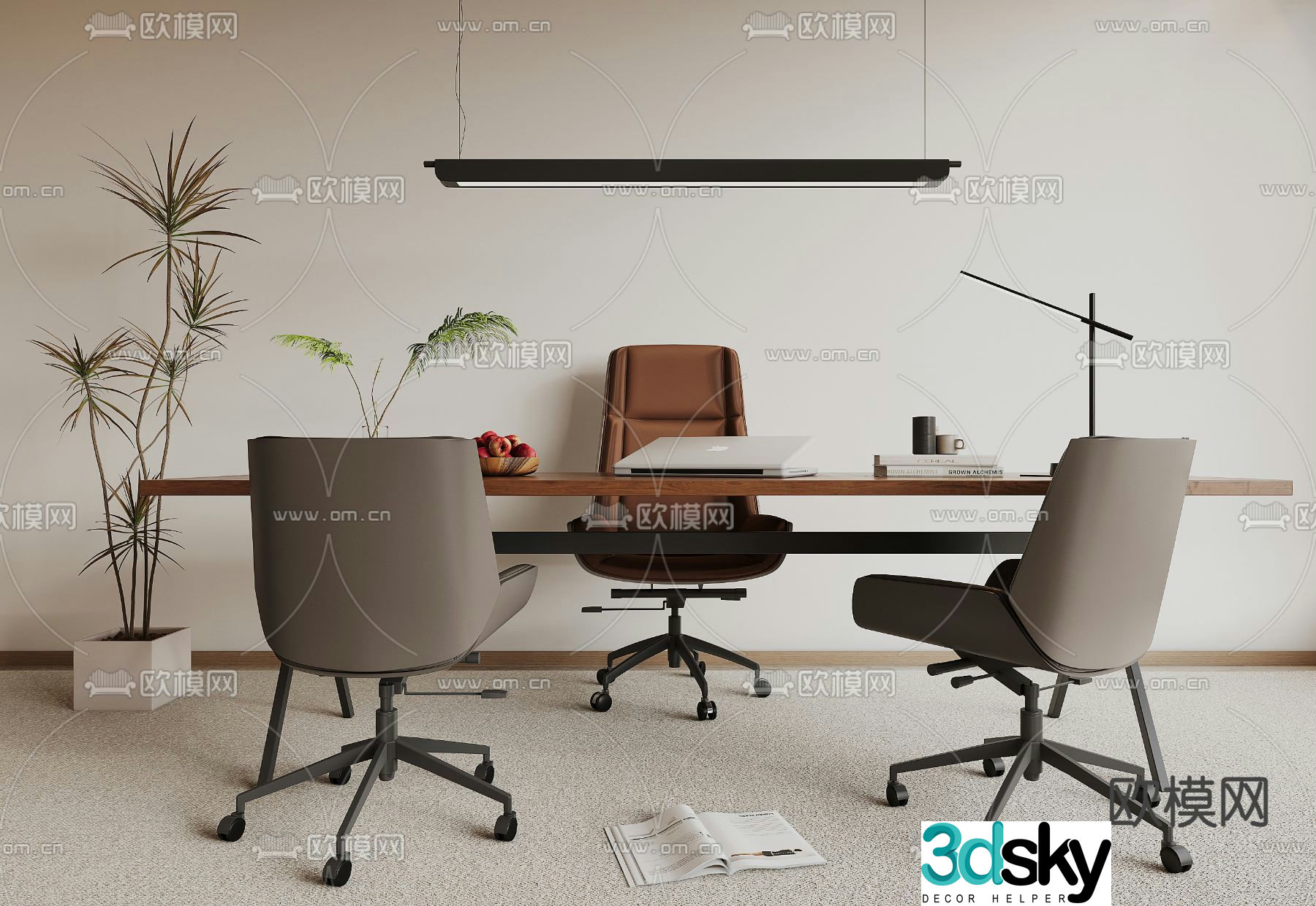 Office desk boss desk desk desk 3d model