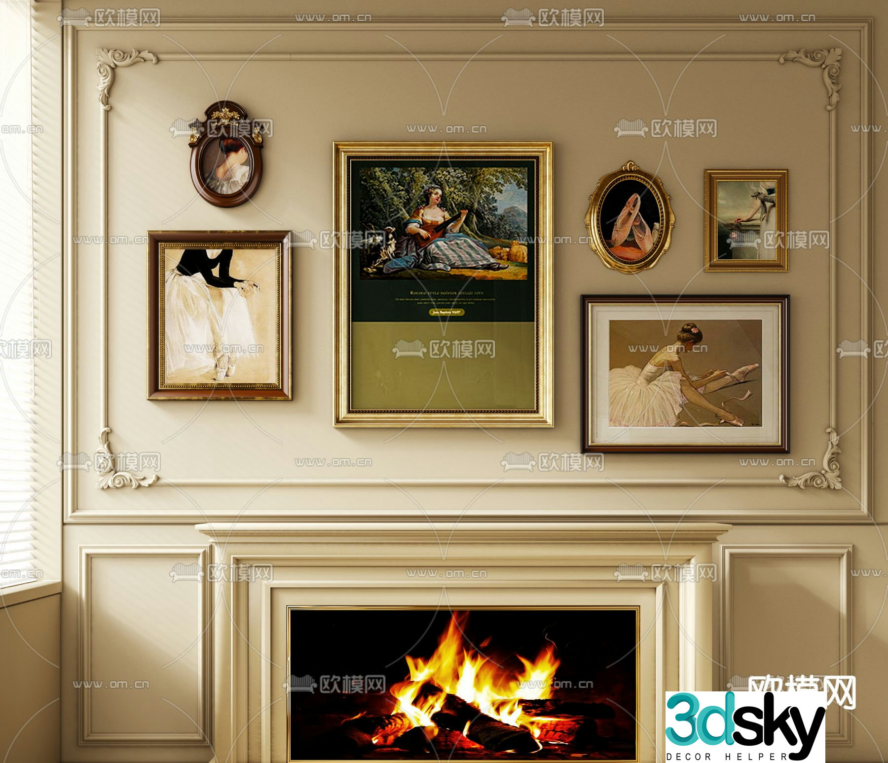 American oil painting classical hanging painting ballet hanging painting 3d model