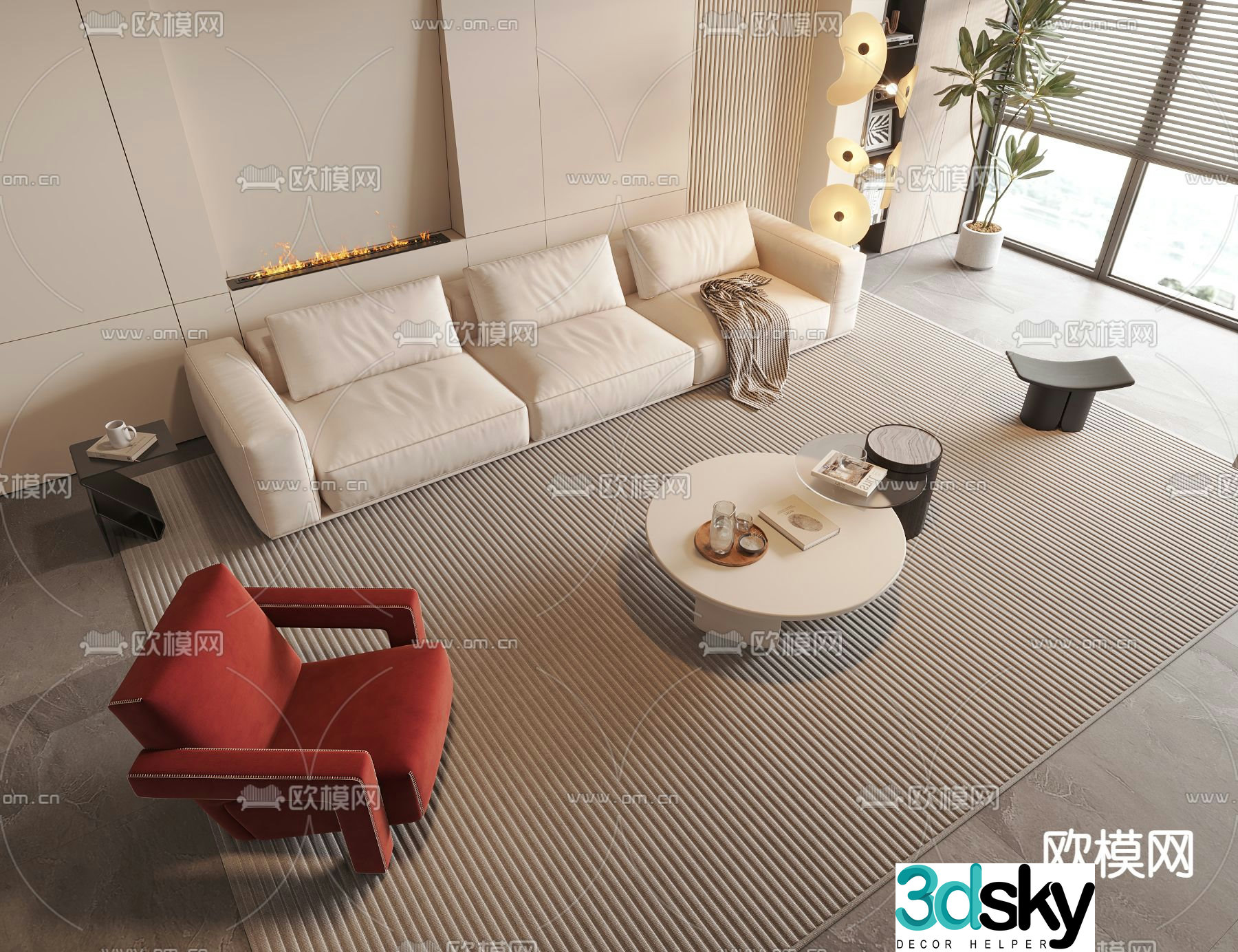 Modern sectional sofa 3d model
