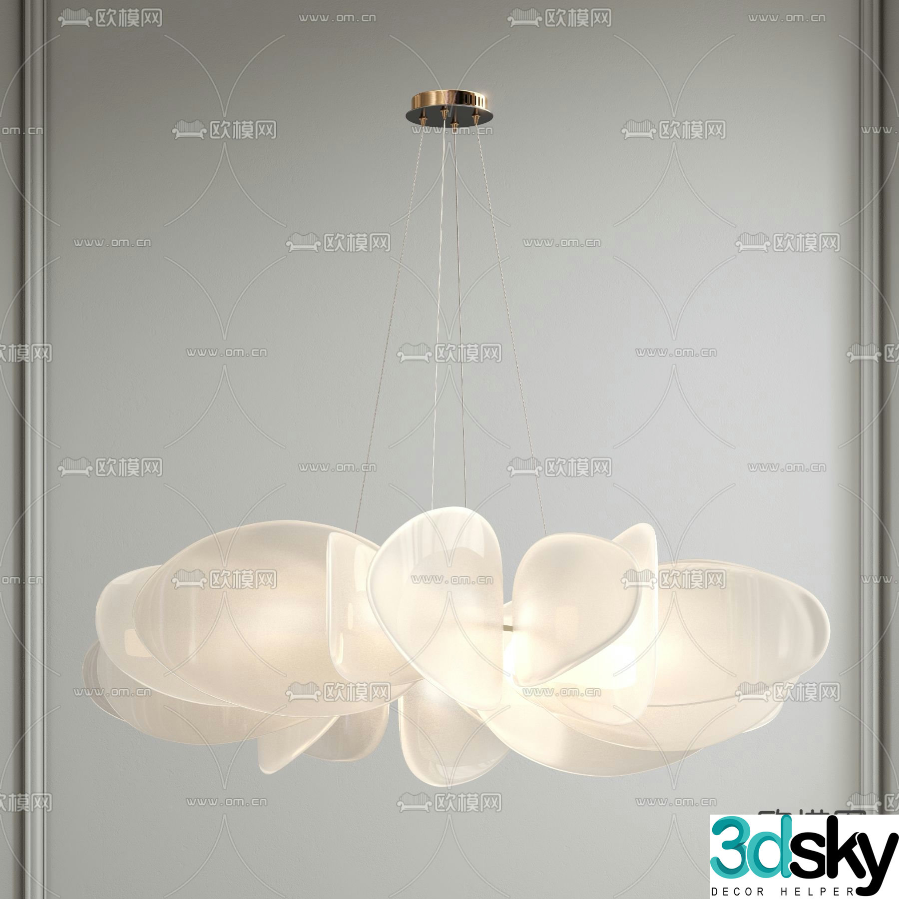 Cream style chandelier petal chandelier 3d model
