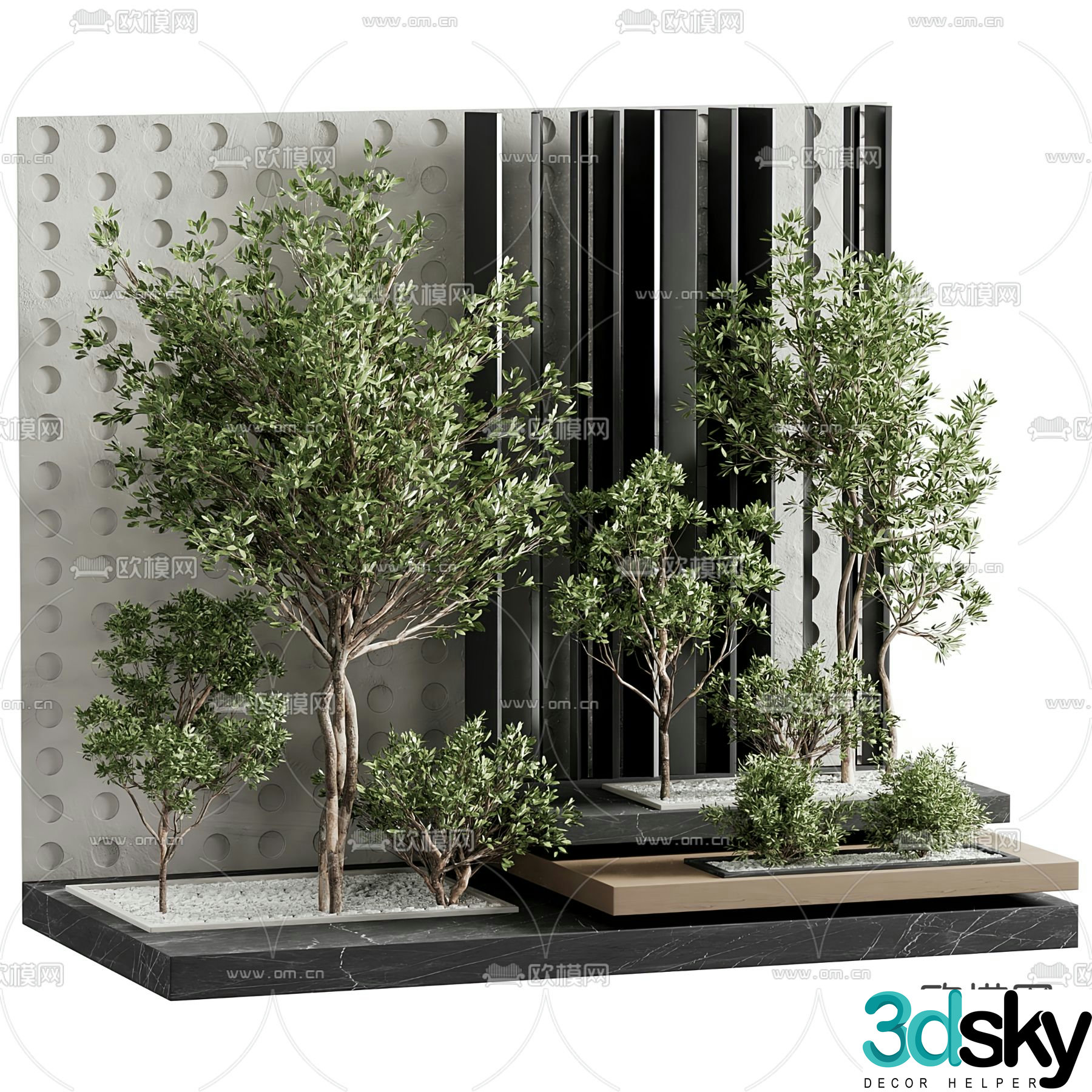 Landscape sketch plant landscaping green plant pool 3D model