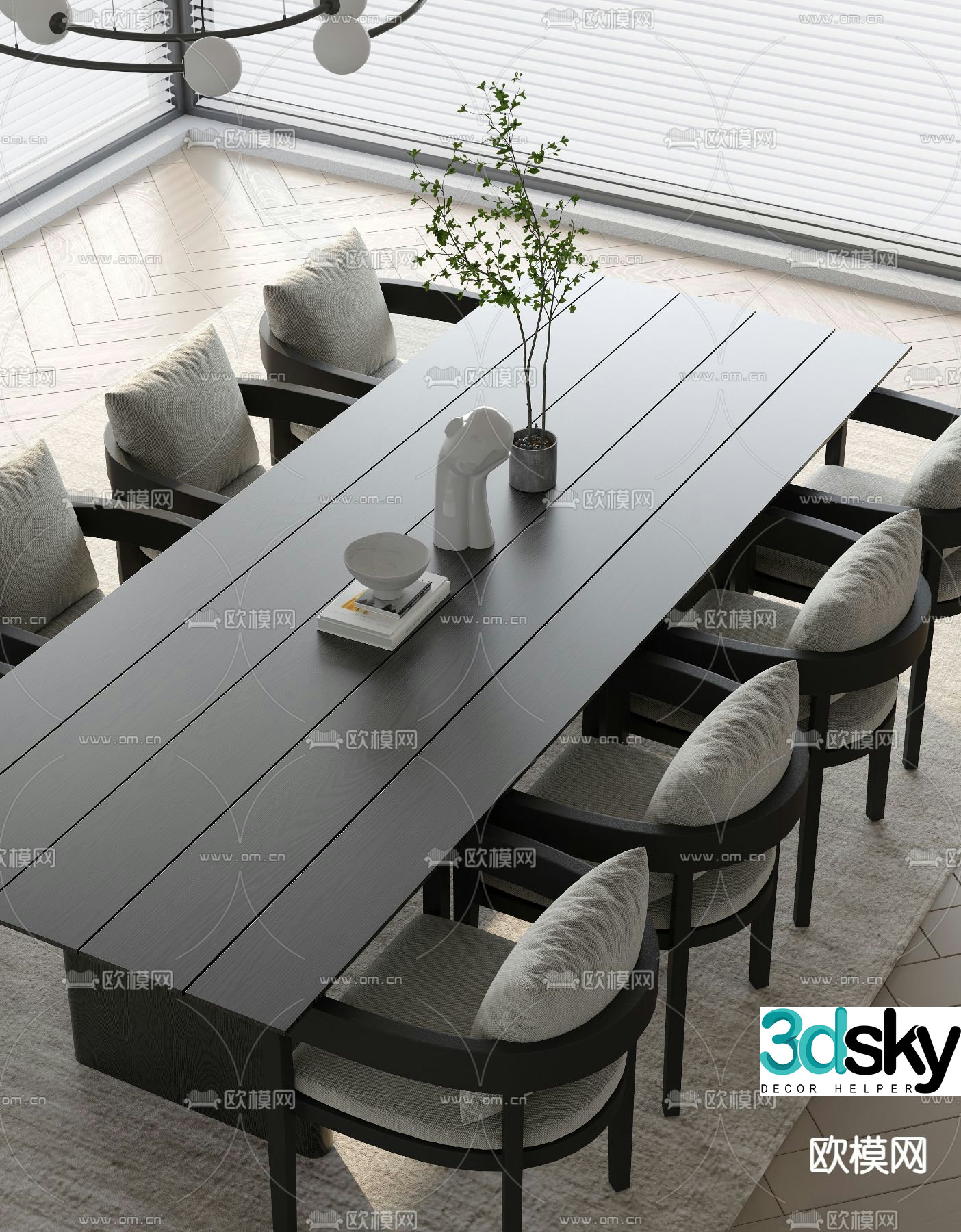 Bar dining table and chairs 3d model