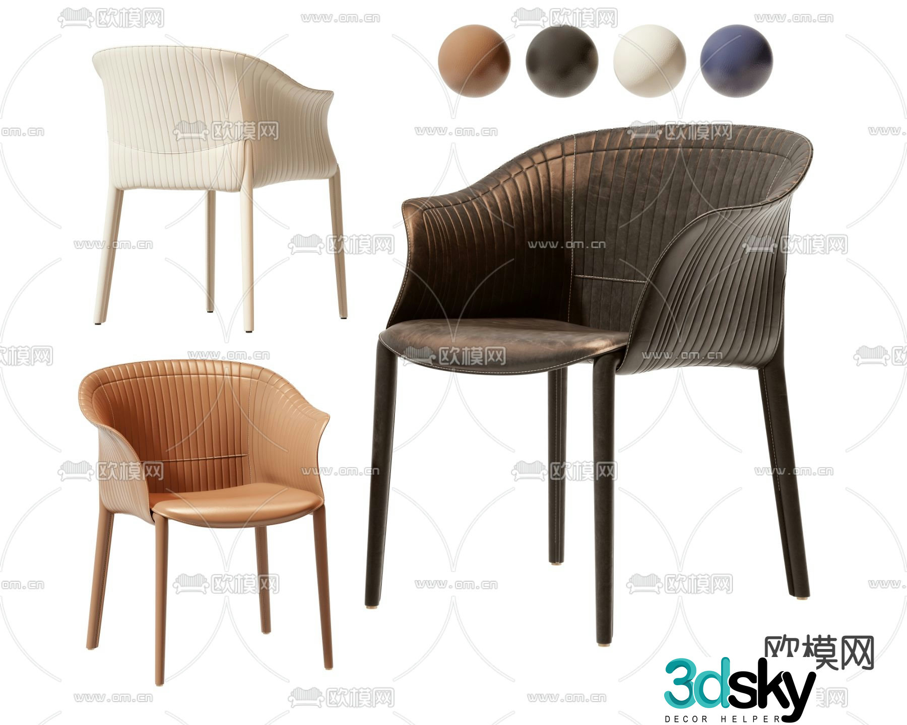 leather chair dining chair 3d model
