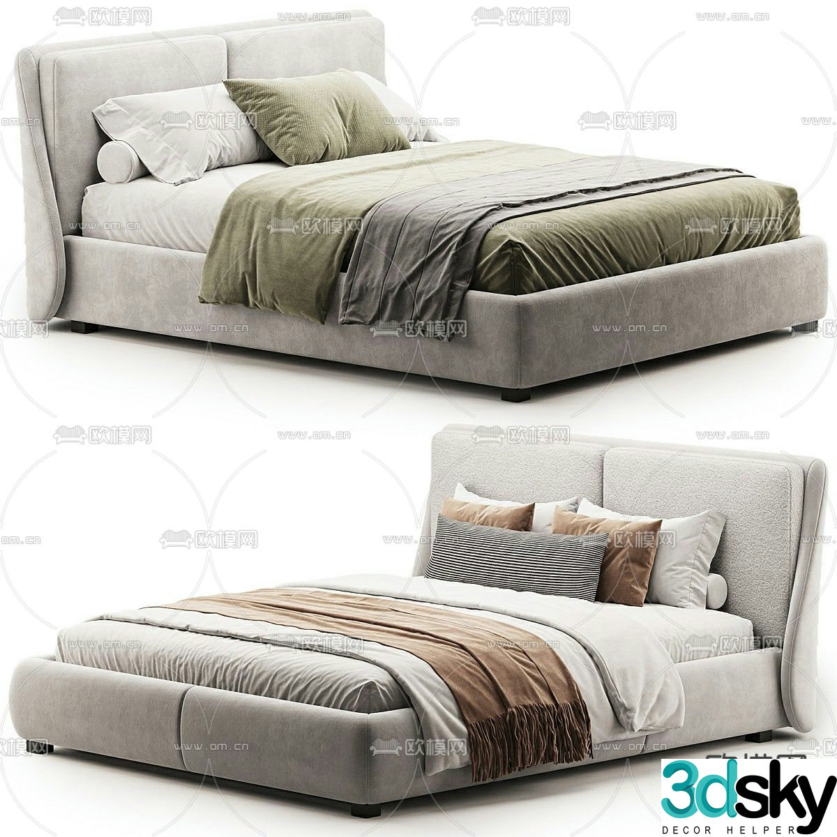 Modern double bed 3d model