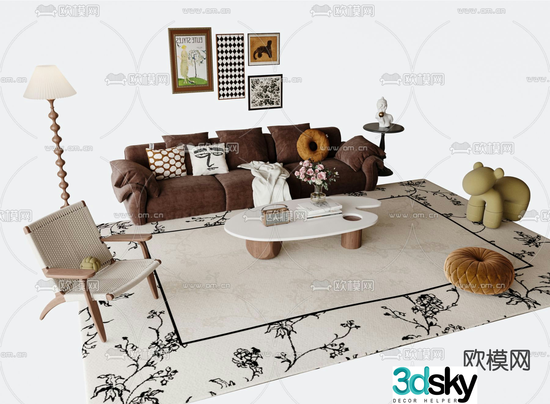 Medieval style modular sofa 3D model