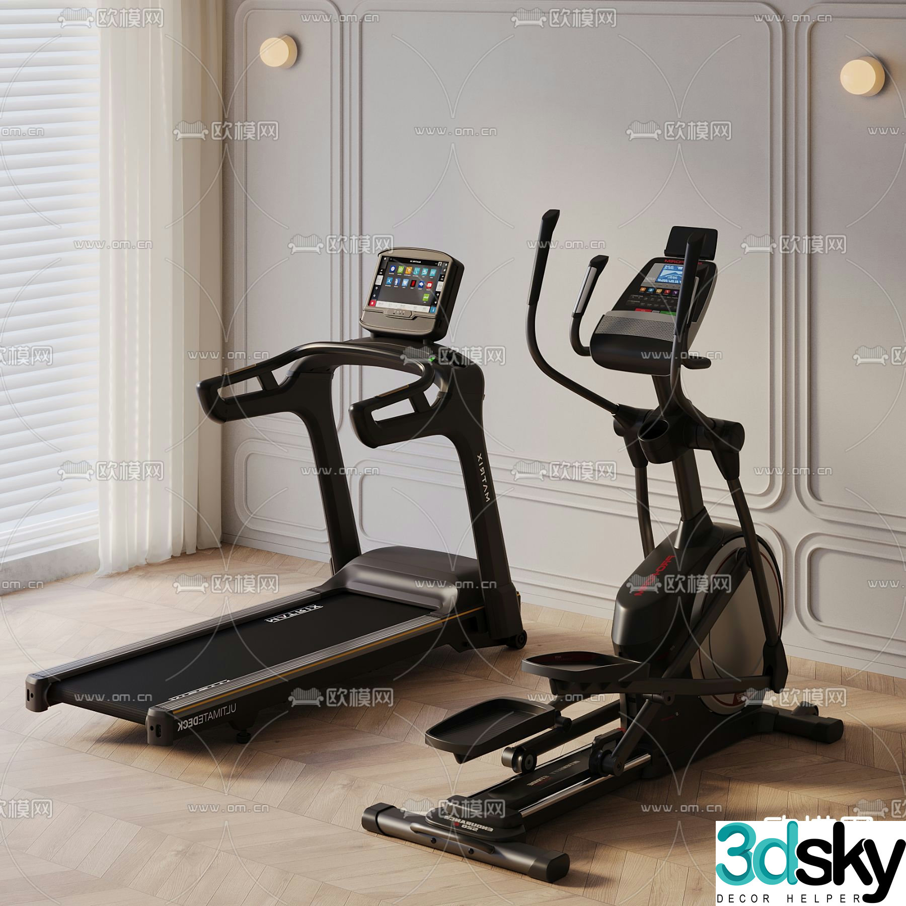 Fitness equipment treadmill pedal machine 3d model
