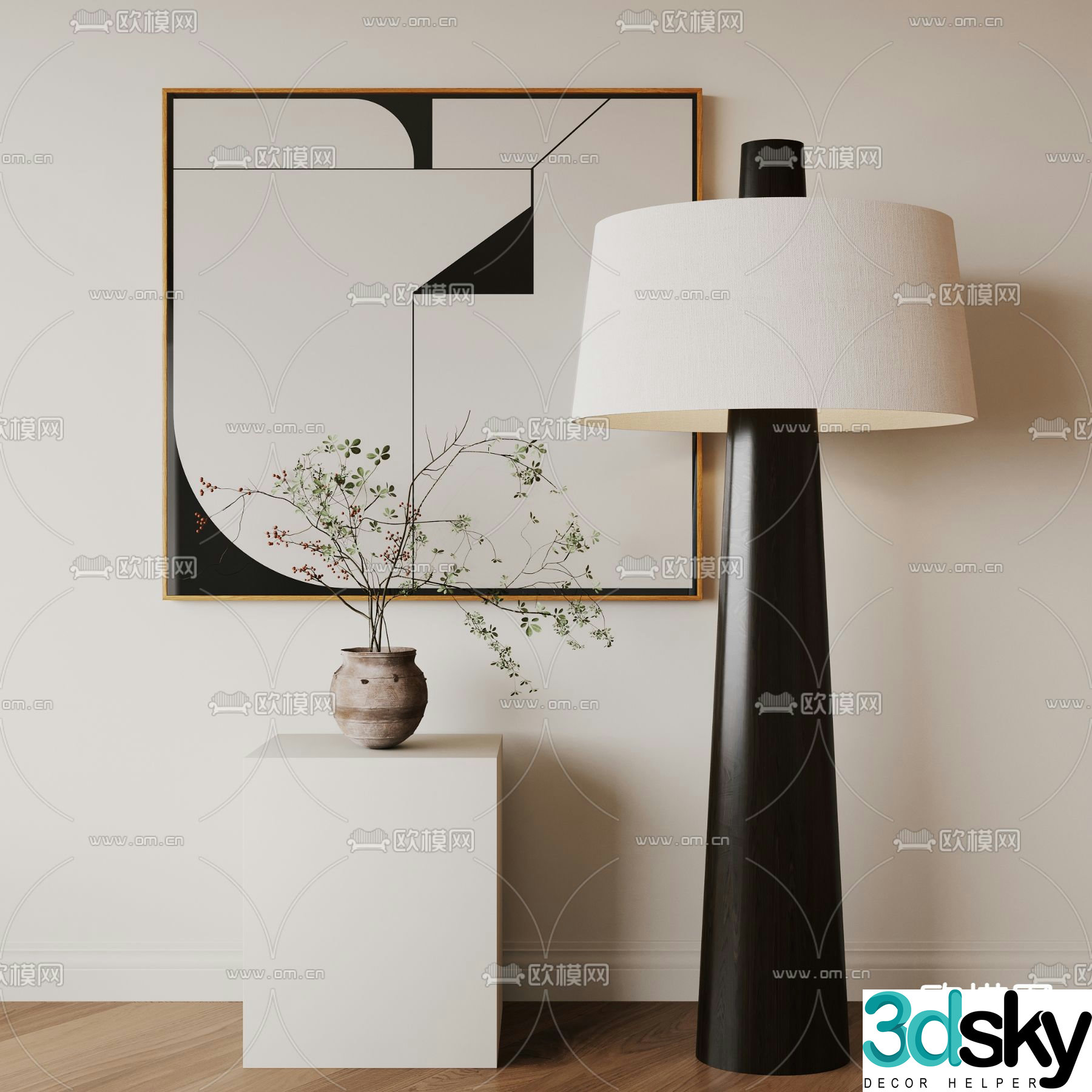 Middle-aged floor lamp 3d model