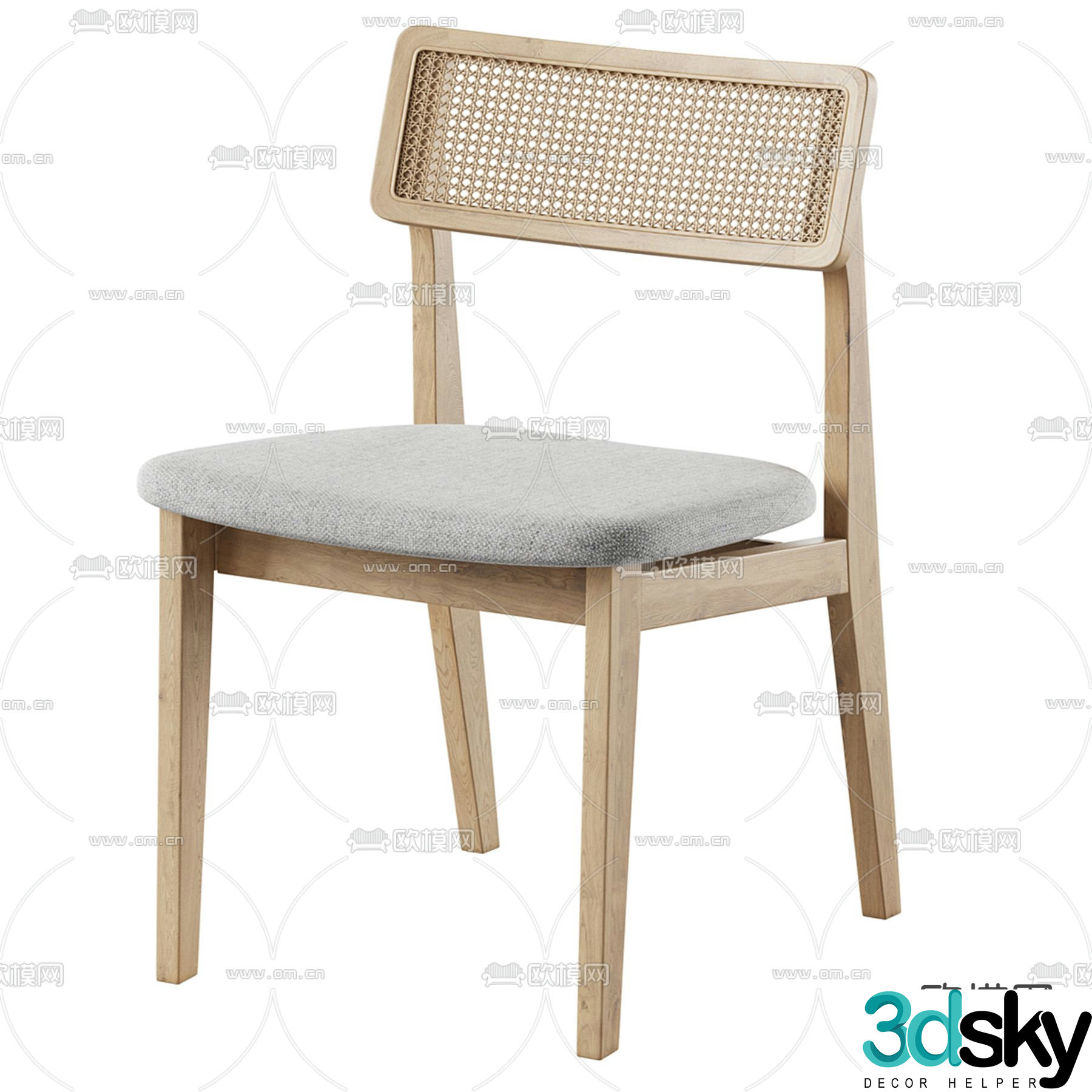 rattan chair dining chair 3d model