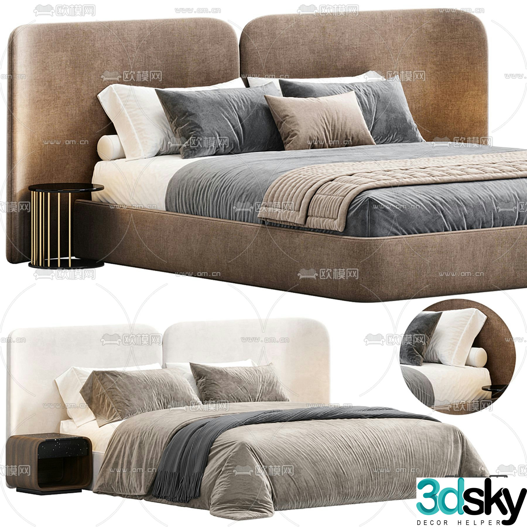 Modern double bed 3d model