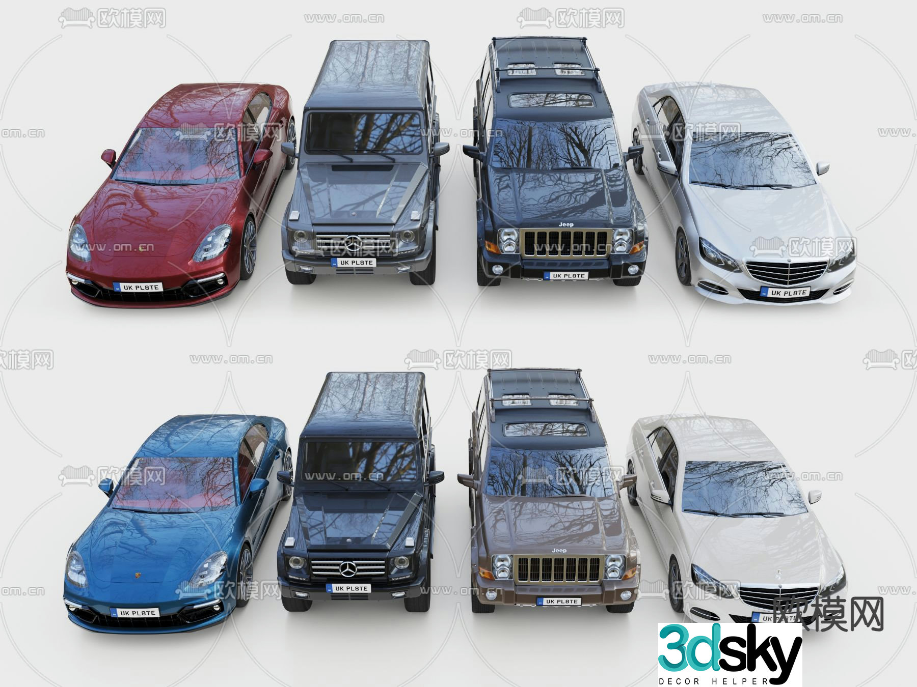 car off road vehicle sedan sports car jeep 3d model