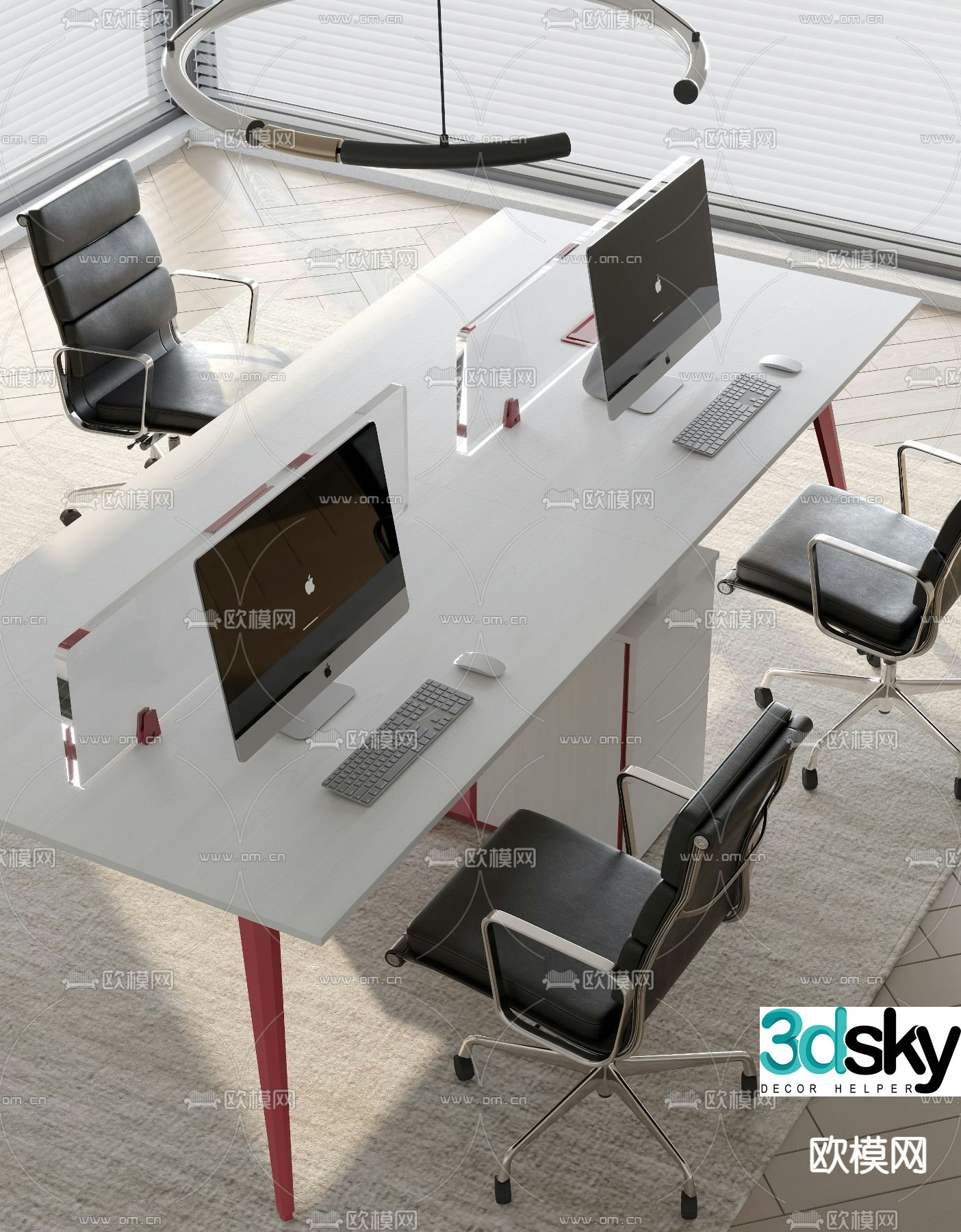 Card space desk work station post 3d model