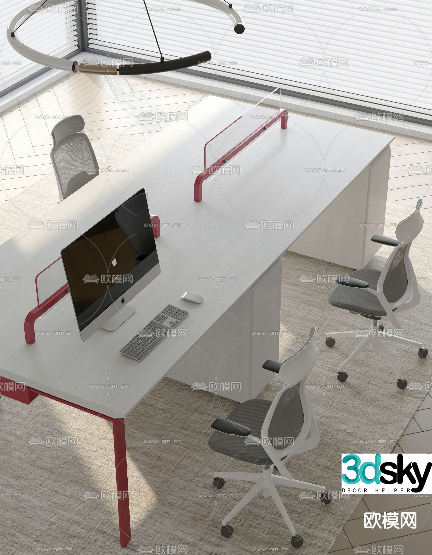 Card space desk work station post 3d model