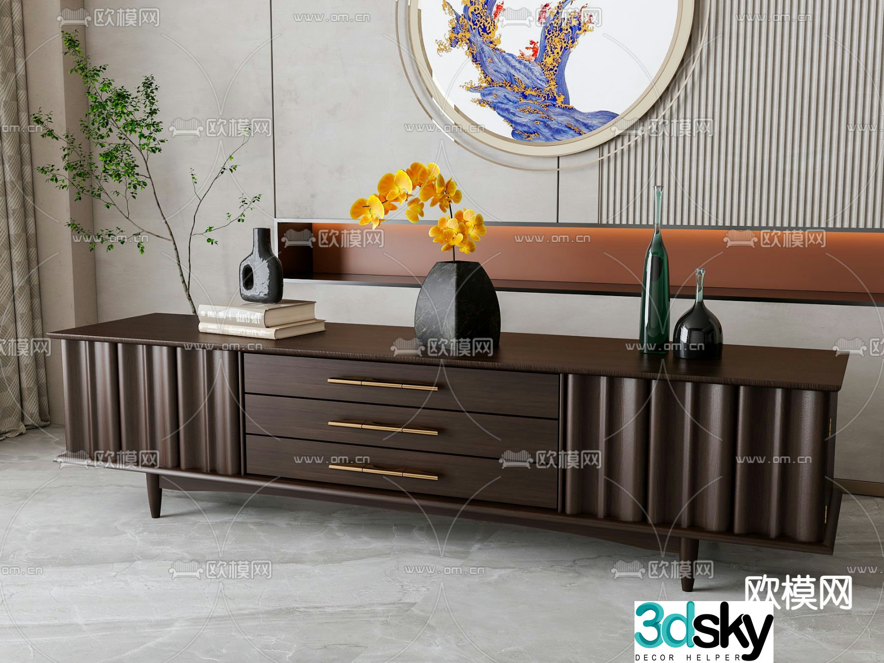 New Chinese style TV cabinet 3d model