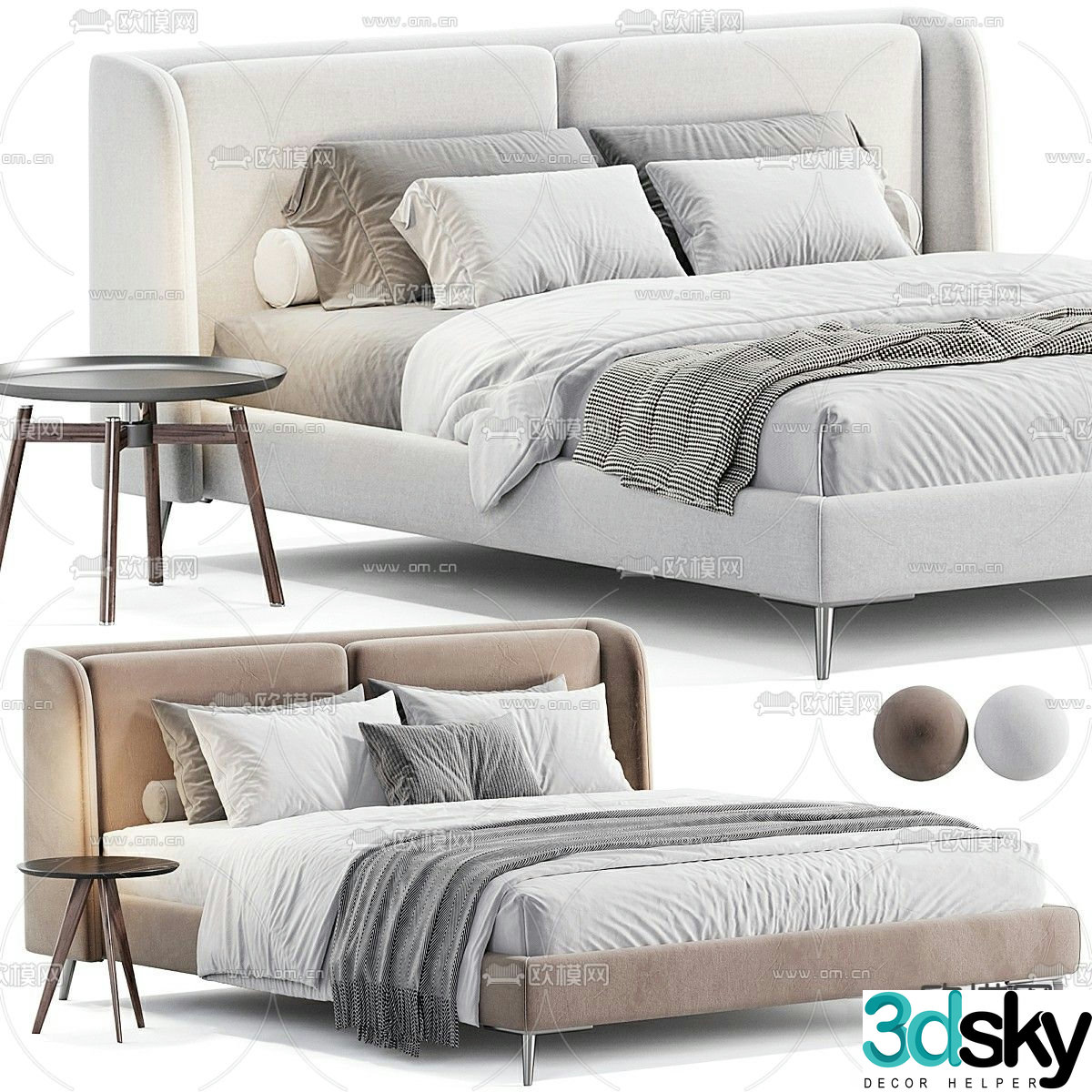 Skeez modern double bed 3d model