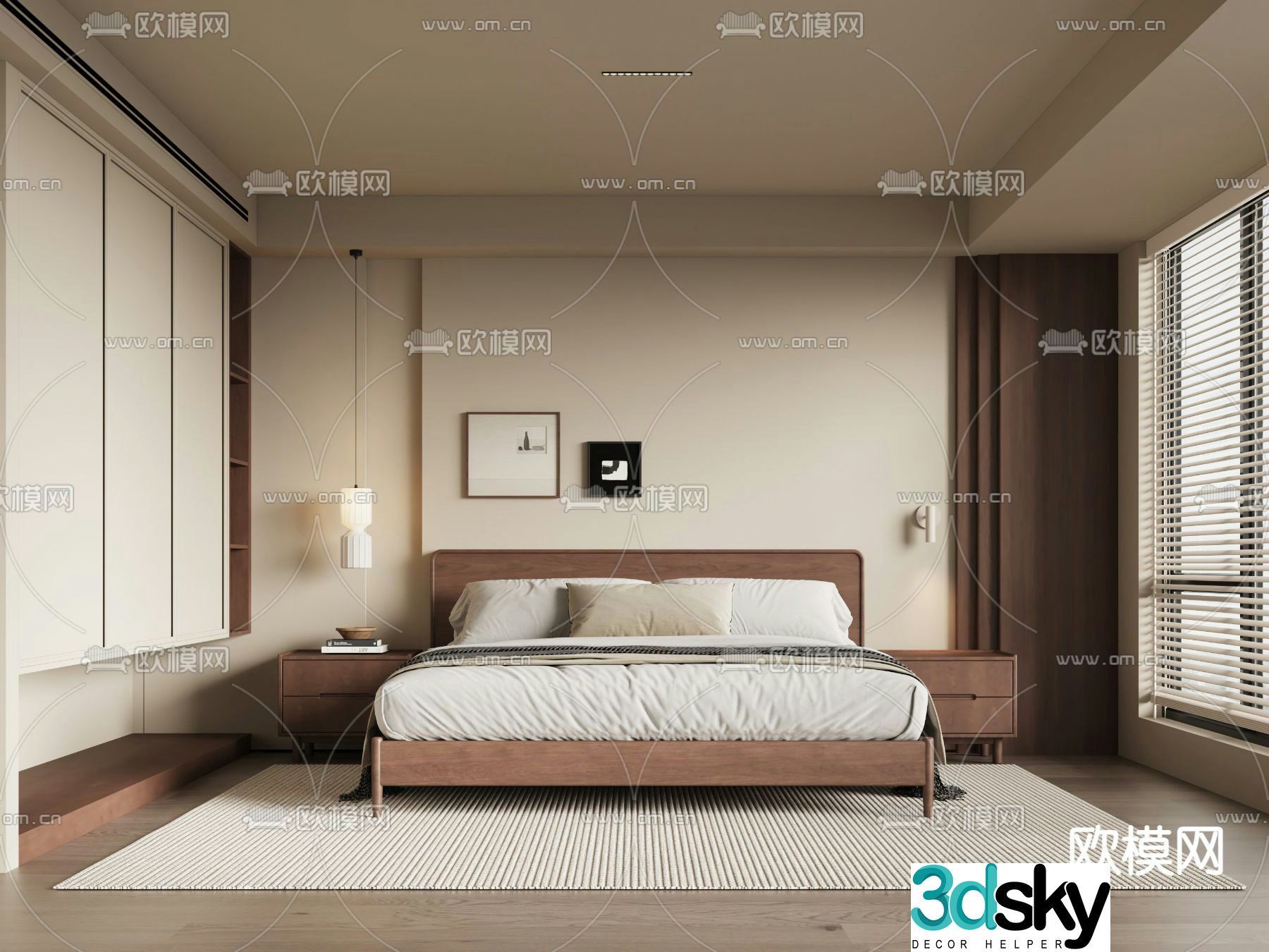 Middle style bedroom master bedroom master room 3d model