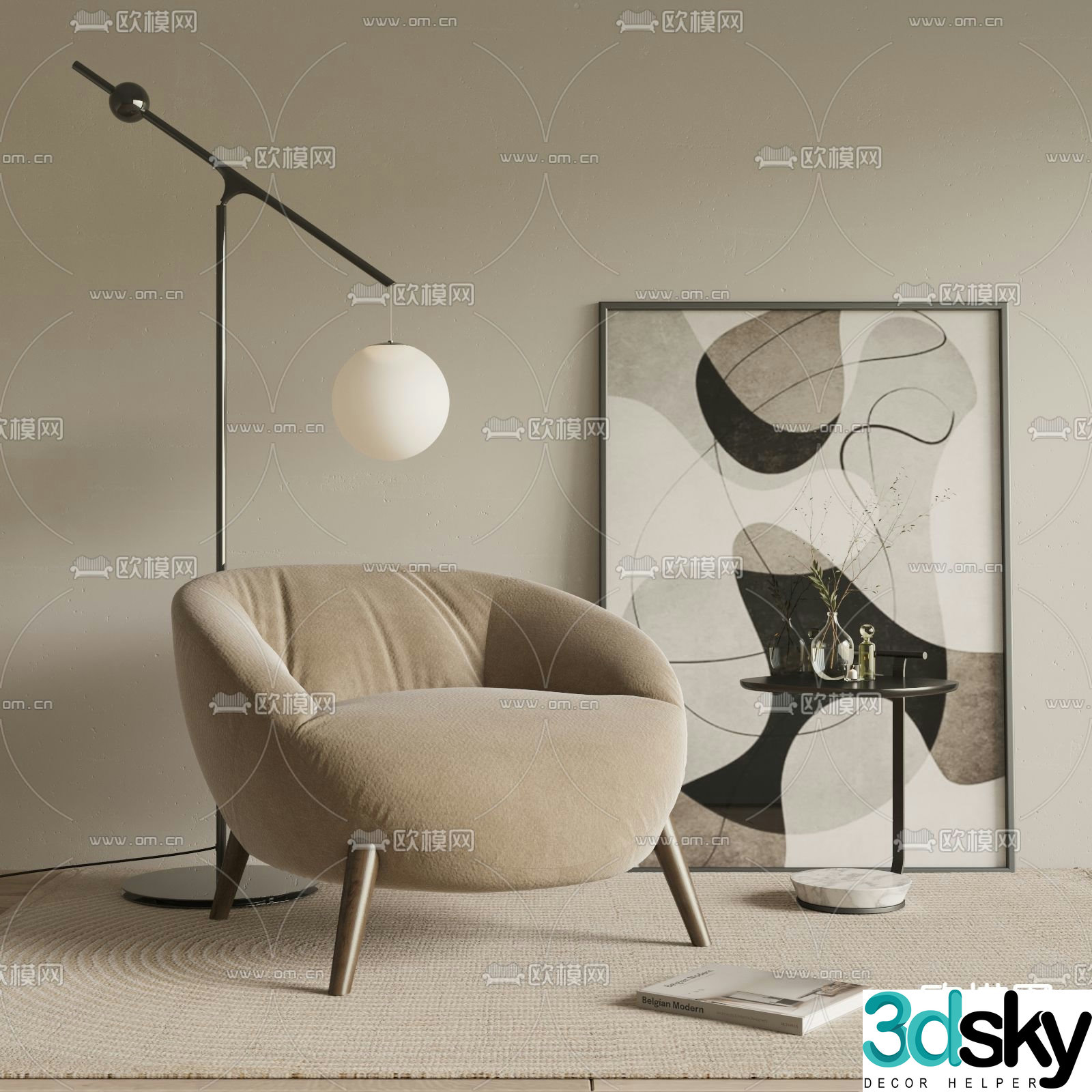 Modern sofa chair leisure chair 3d model
