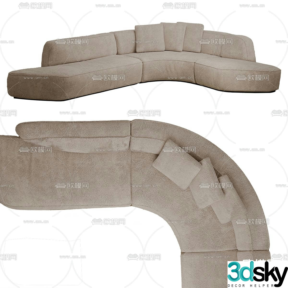 Special shaped sofa curved sofa 3d model