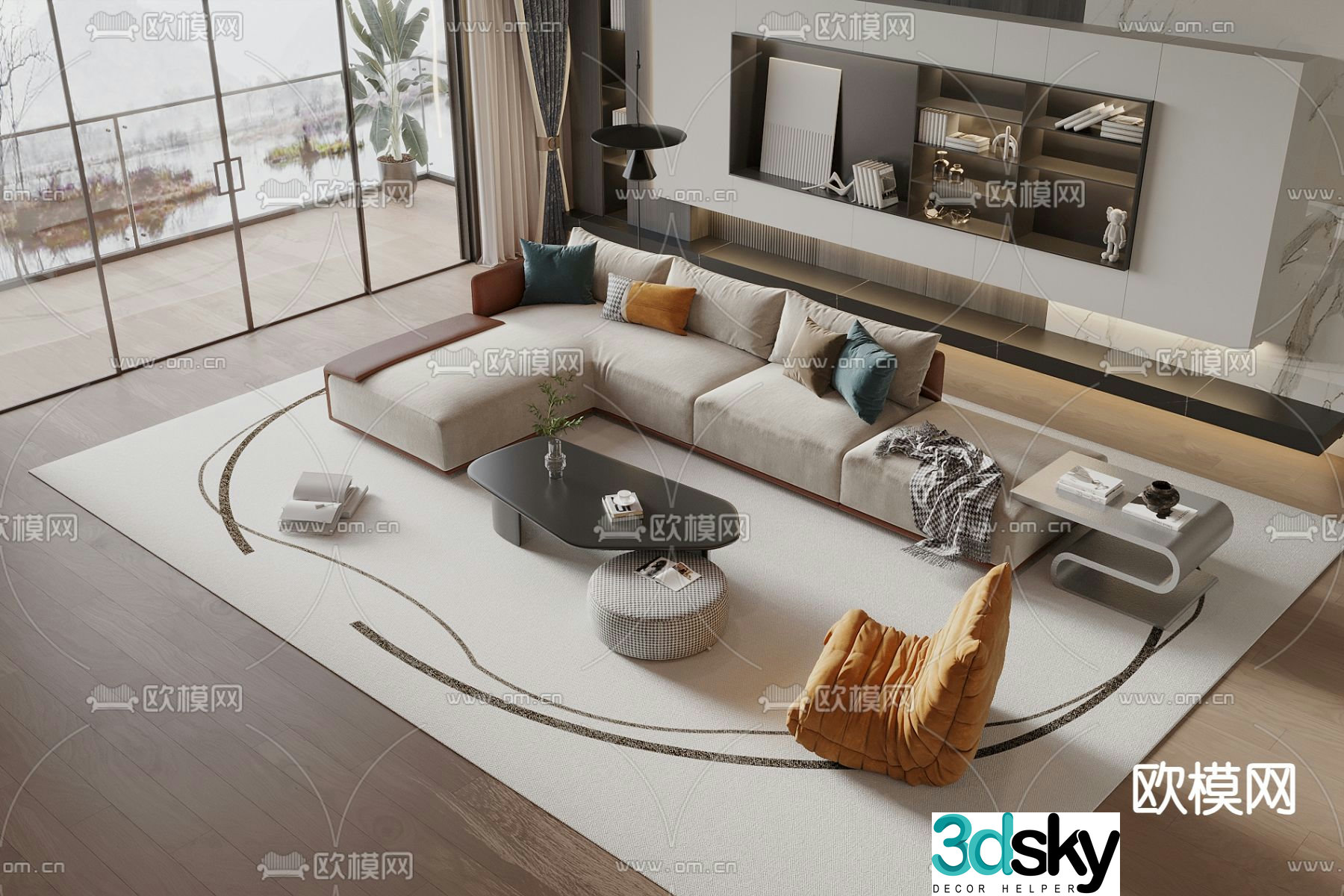 Modern modular sofa corner sofa 3d model