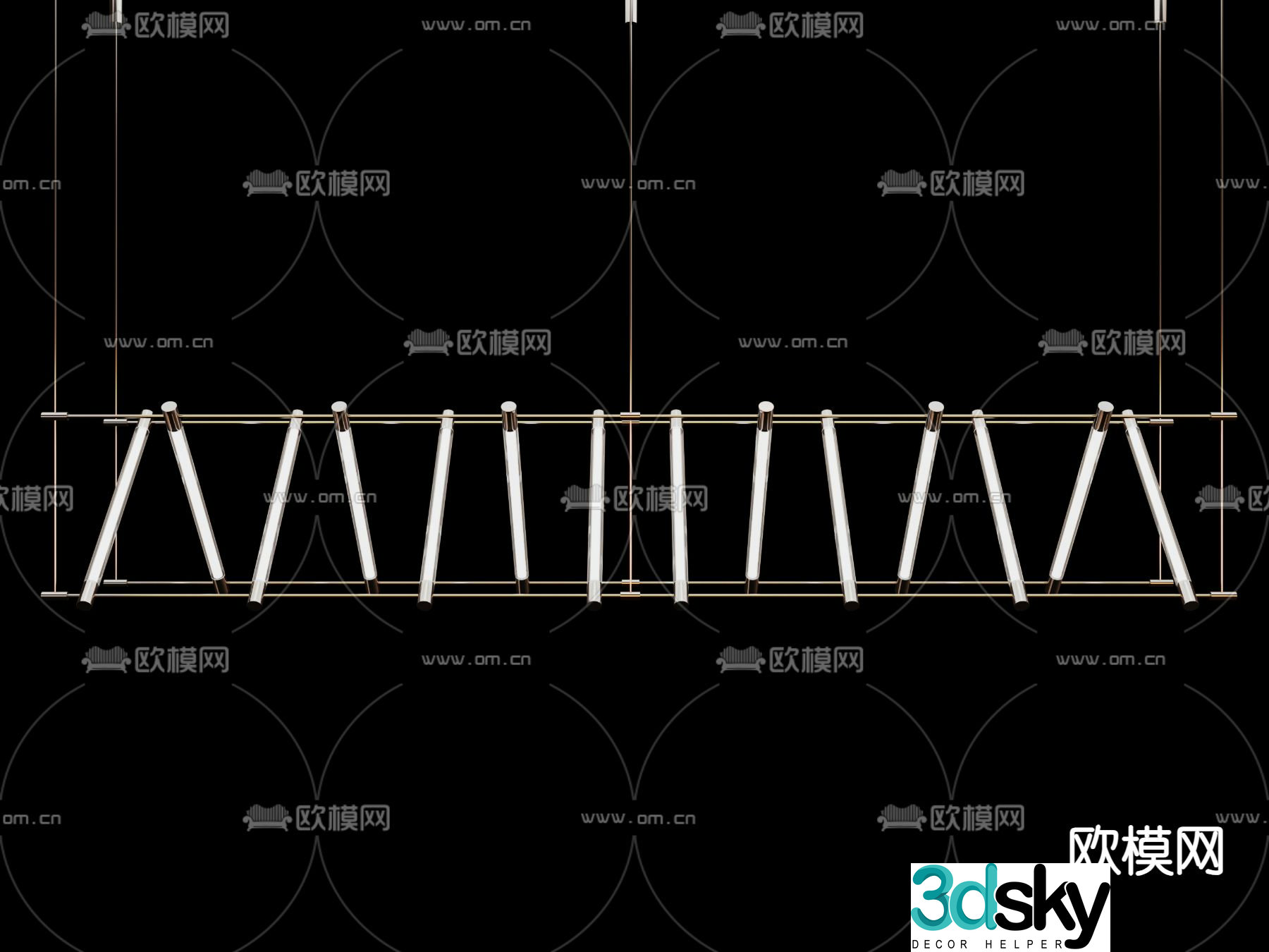 Restaurant chandelier strip chandelier LED chandelier 3d model