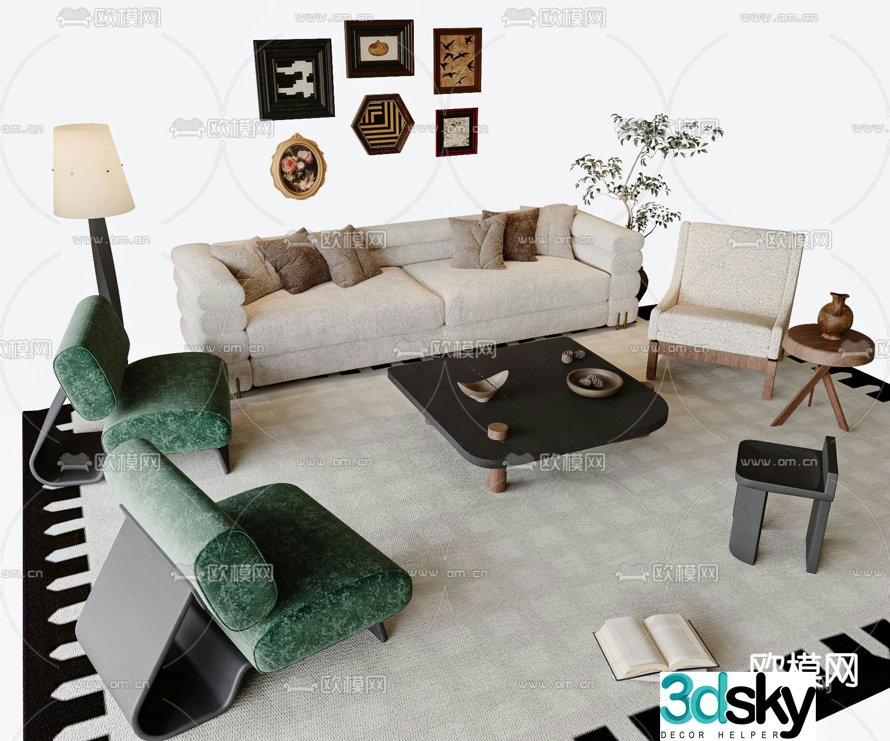 Medieval style modular sofa 3D model