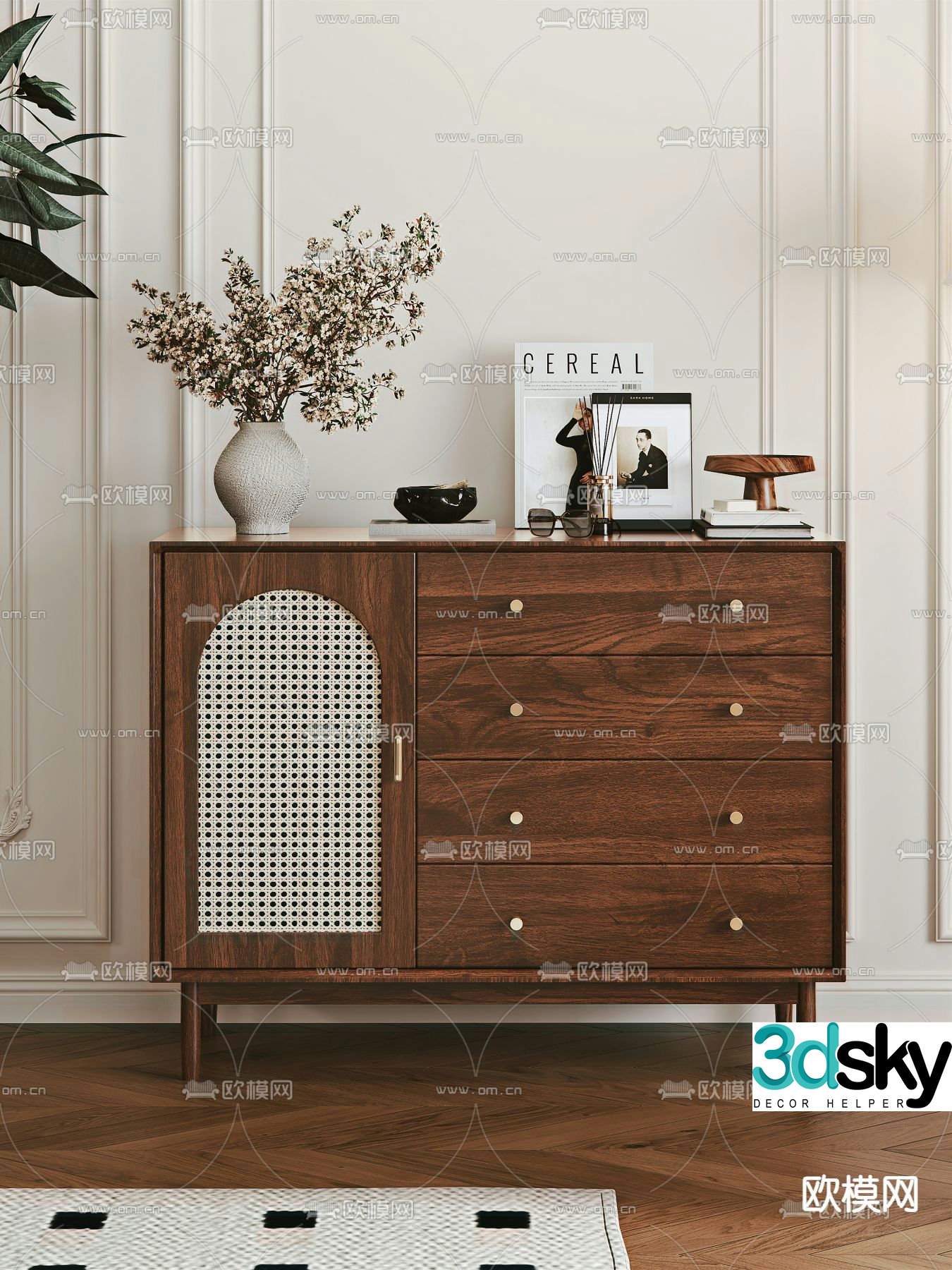 Medieval style chest of drawers 3D model