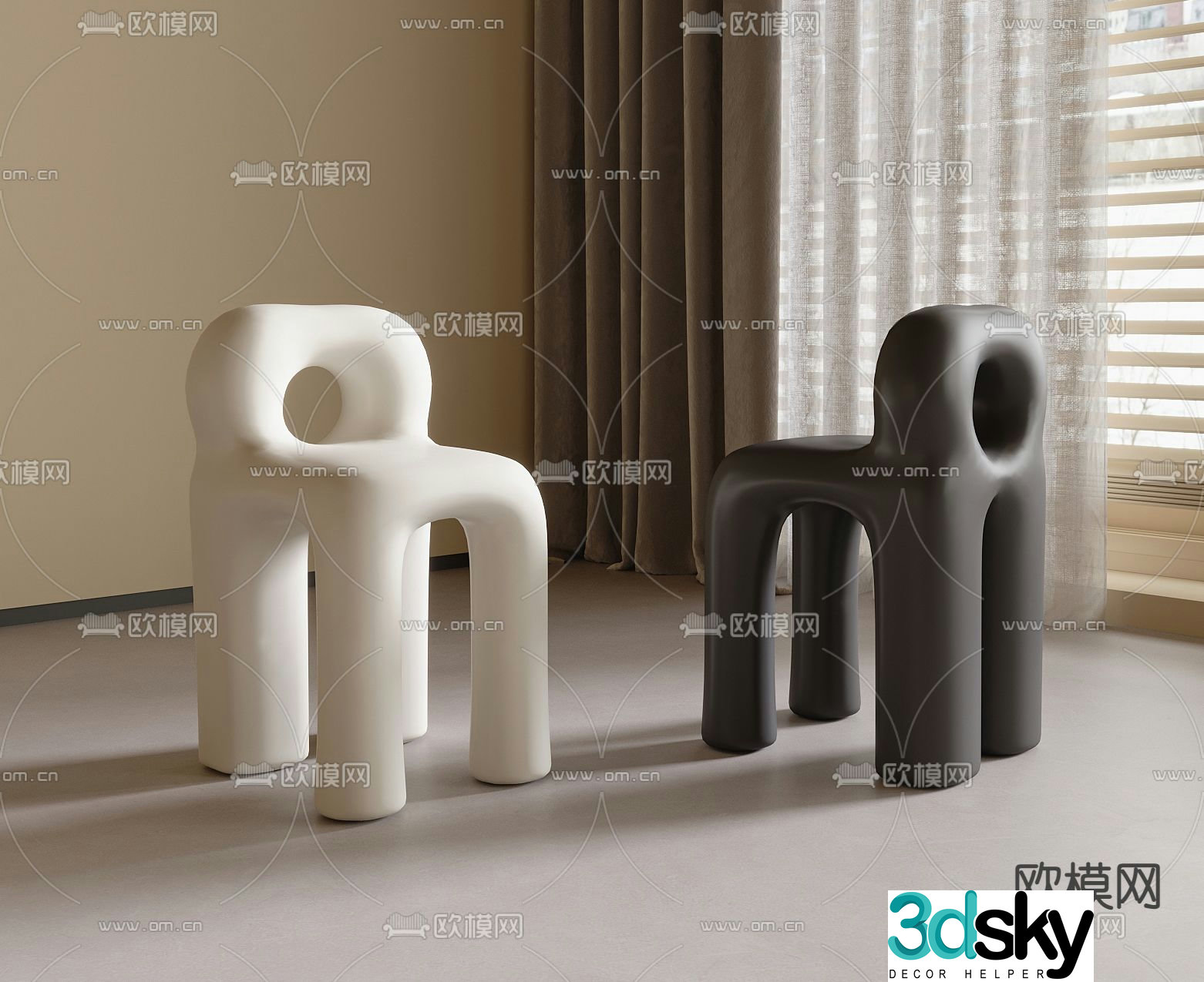 Creative chair dining chair 3d model
