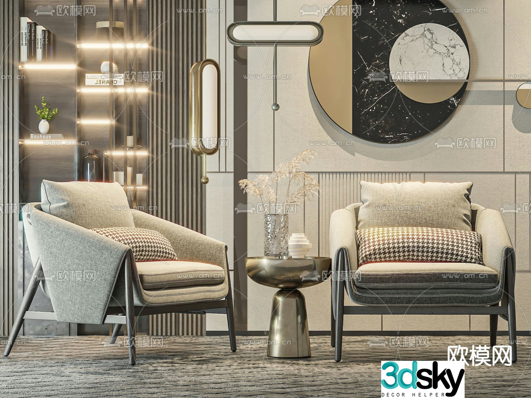 Sofa chair leisure chair table 3d model