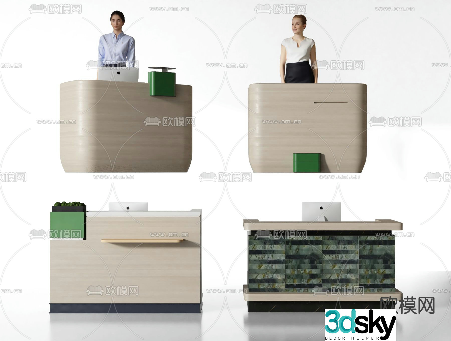Hotel front desk reception desk cashier desk 3d model