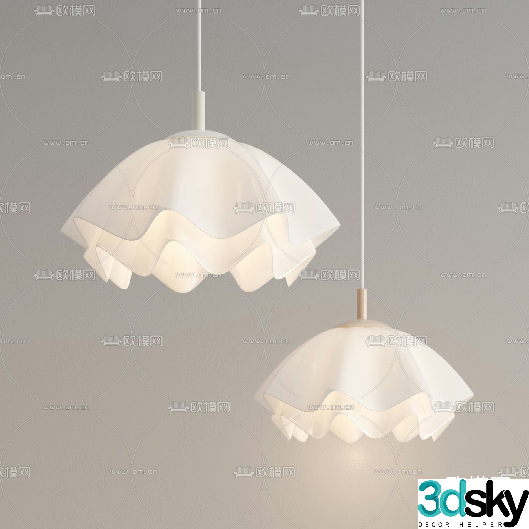 Cream style chandelier petal chandelier 3d model