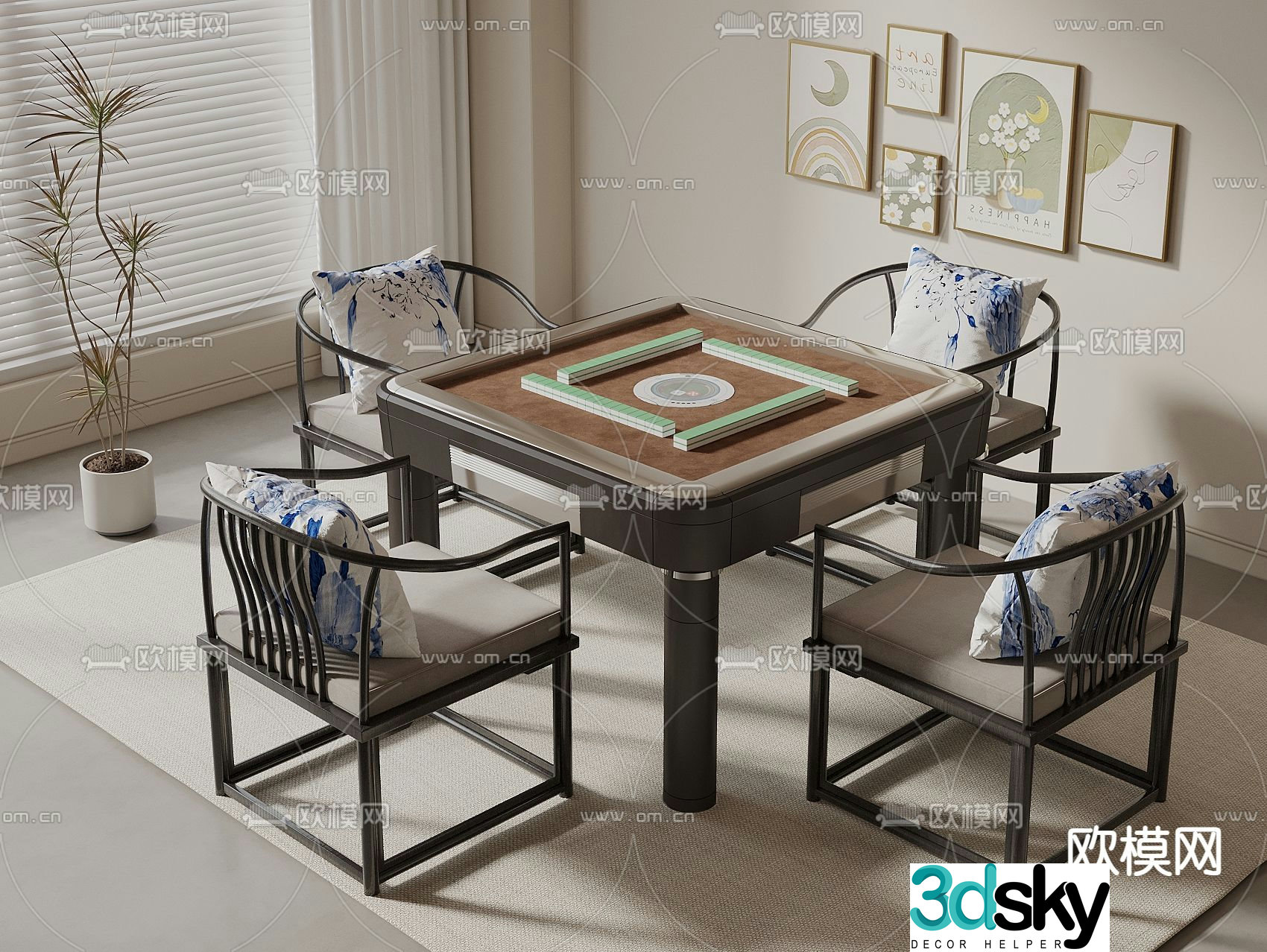 New Chinese style mahjong table 3d model