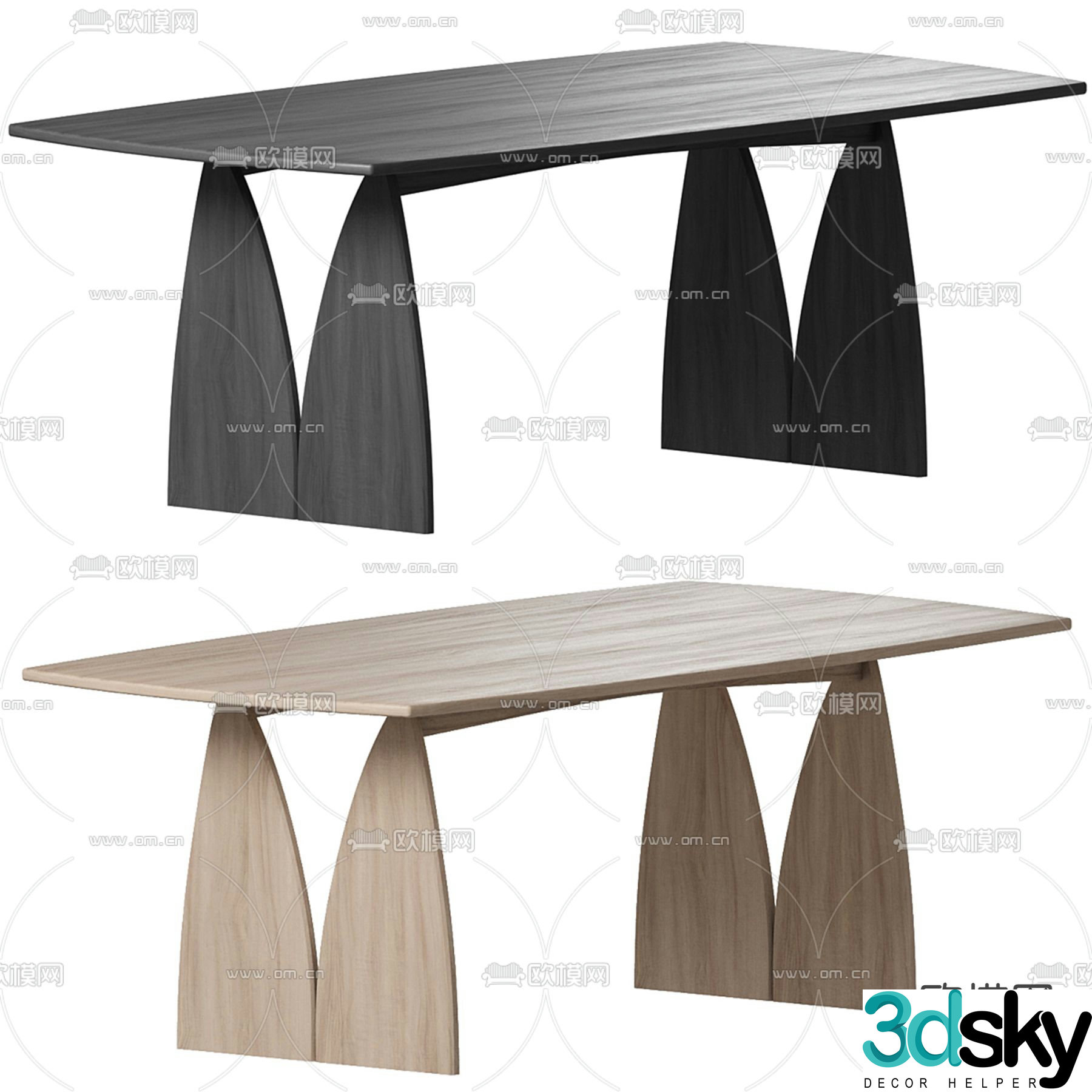Bar dining table log dining table 3d model