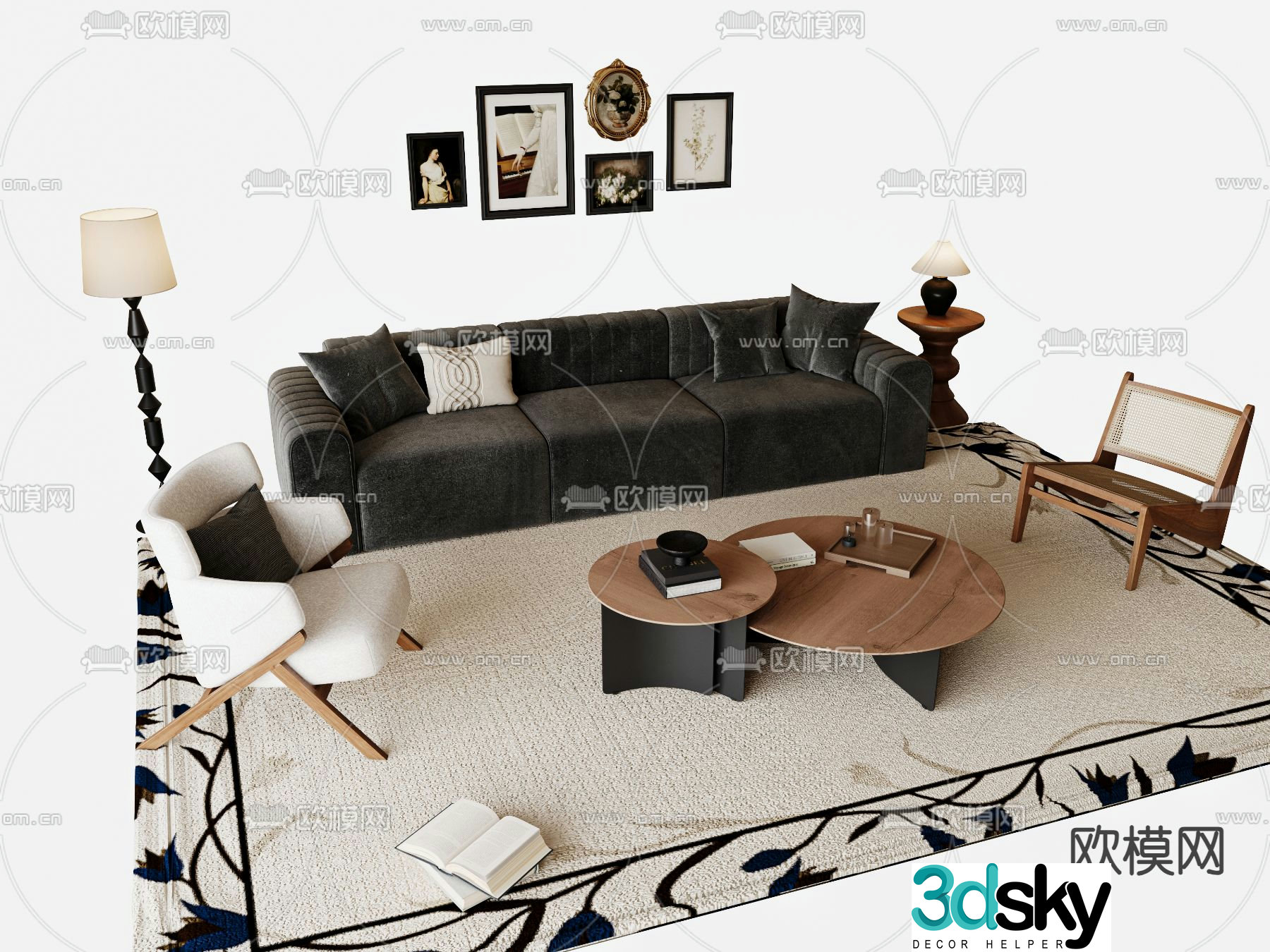 Medieval style modular sofa 3D model