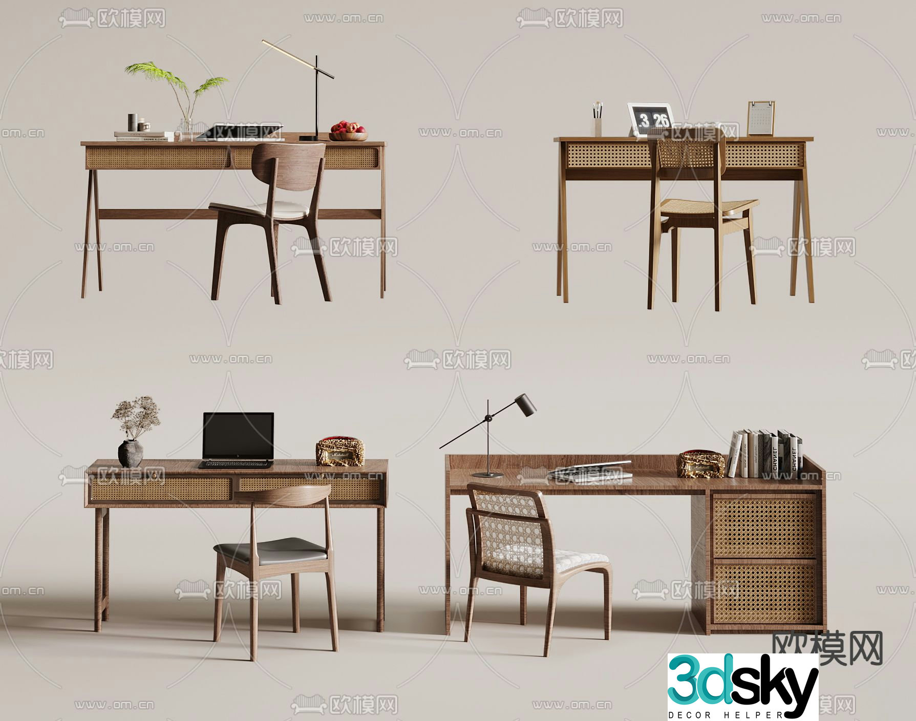 wabi-sabi desk writing desk computer desk 3d model