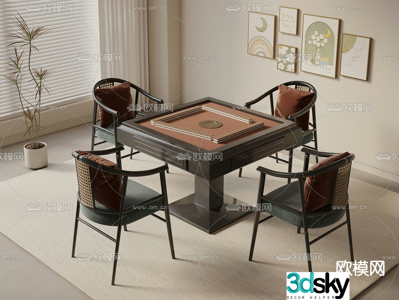 New Chinese style mahjong table 3d model
